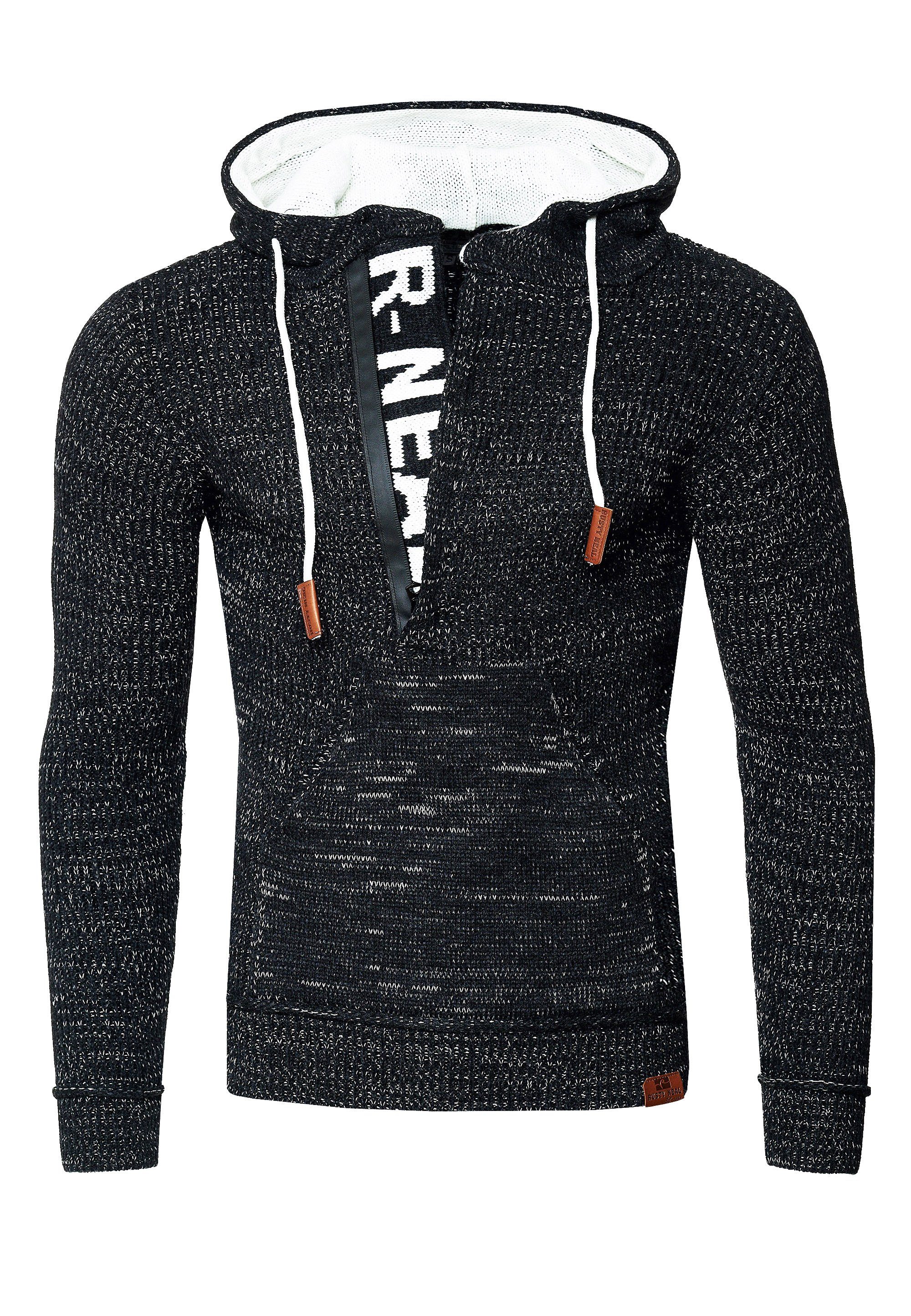 Rusty Neal Kapuzensweatshirt Ausschnitt mit stylischem grau