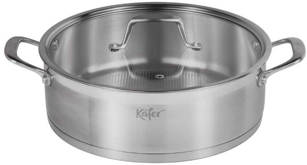 Käfer Servierpfanne Käfer Pfanne aus Edelstahl, Edelstahl 18/10 (2-tlg), Ø 28 cm, Wabenboden, recycelter Edelstahl, induktionsfähig