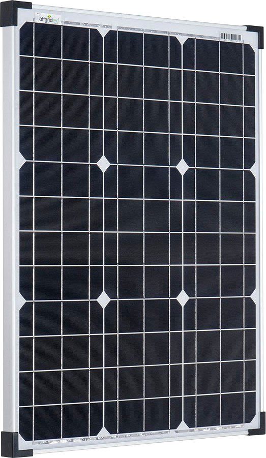 offgridtec Solarmodul 50W MONO 12V Solarpanel, 50 W, Monokristallin, extrem wiederstandsfähiges ESG-Glas