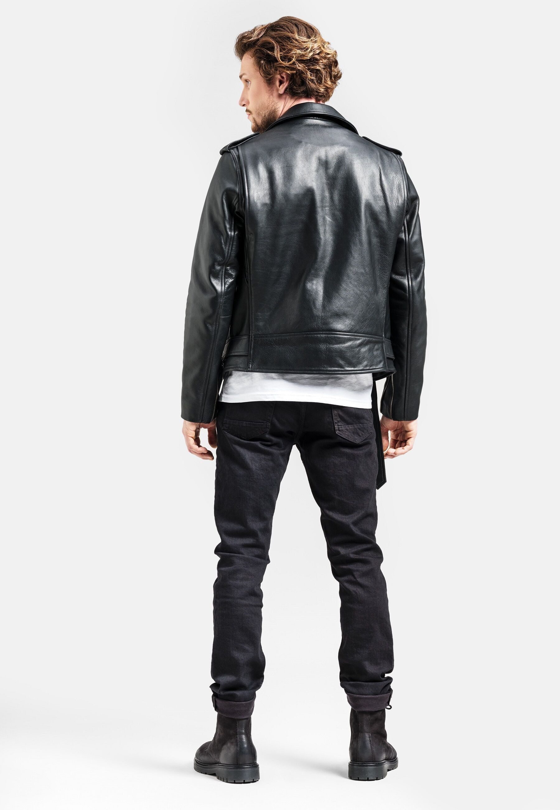 18N62 Lederjacke NEADLEY (1-St) aus robustem Rindsleder mit Gürtel