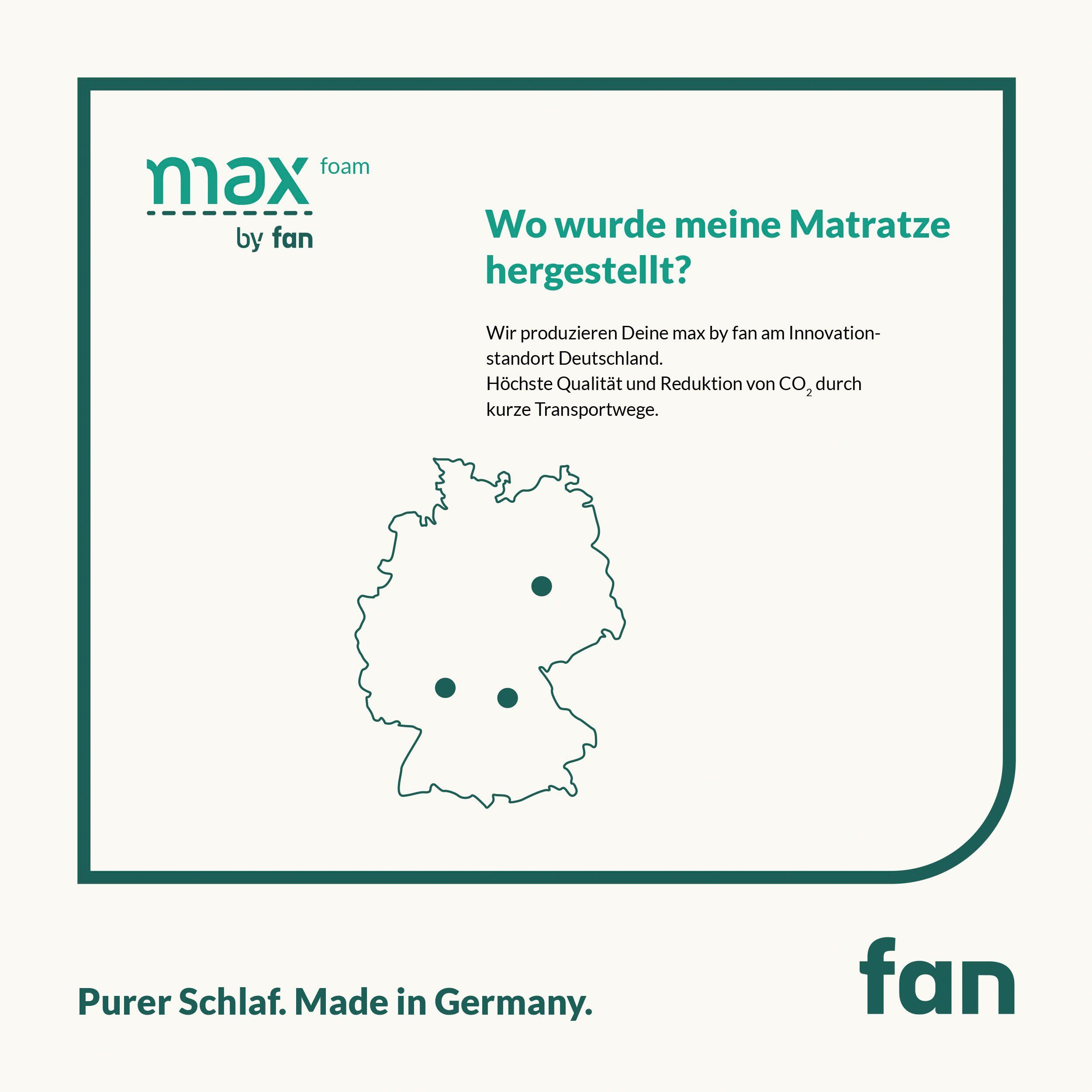 Komfortschaummatratze max foam by fan, 5 Zonen Matratze 90x200 cm, 140x200 & weitere Größen, fan, 18 cm hoch, Matratze, 90x200 cm von Stiftung Warentest "GUT (1,6)" getestet