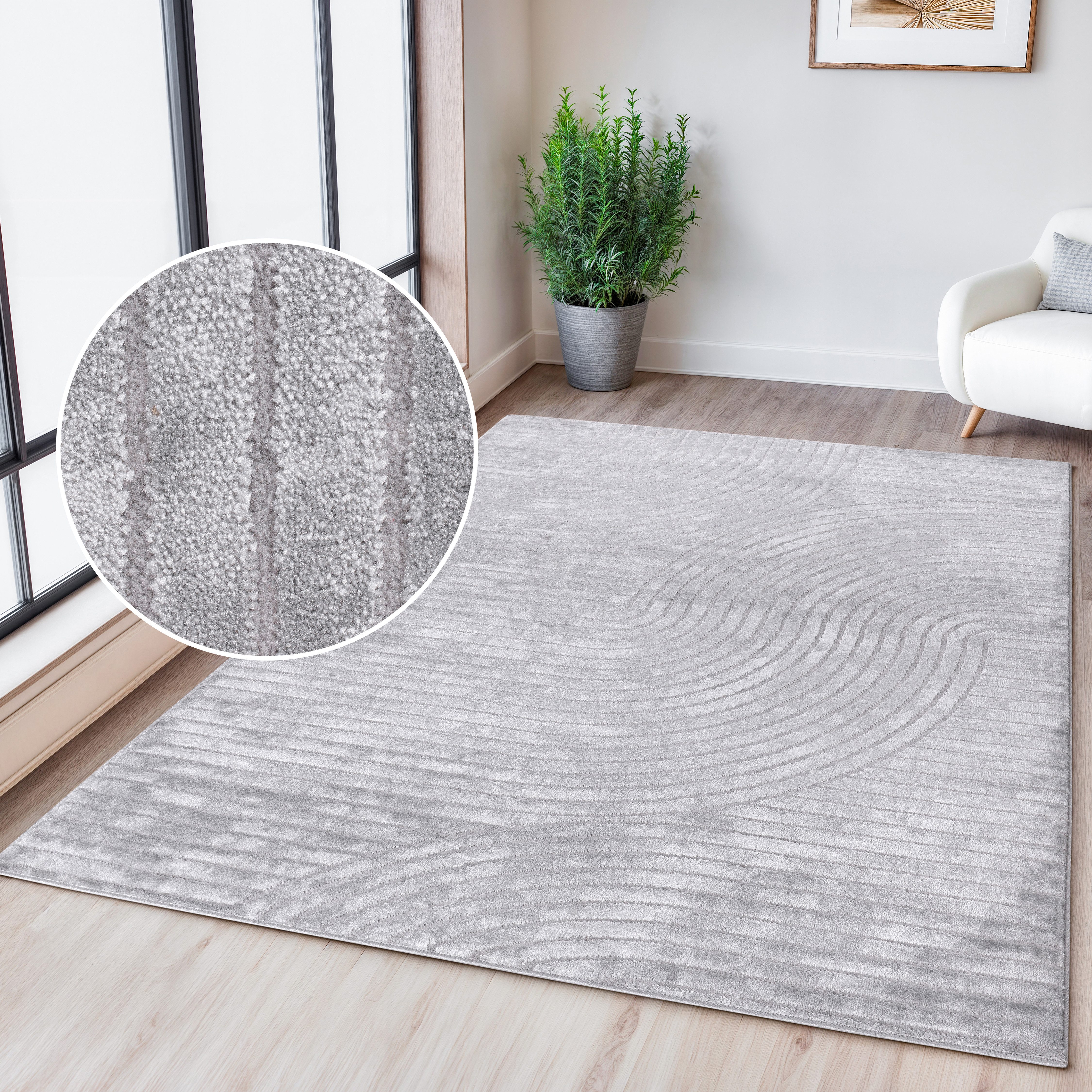 OTTO home Teppich Luvu, mit Hoch-Tief-Struktur, rechteckig, Höhe: 12 mm, Modernes Design, Boho-Charme, dezenter Glanz, Wohnzimmer, Schlafzimmer