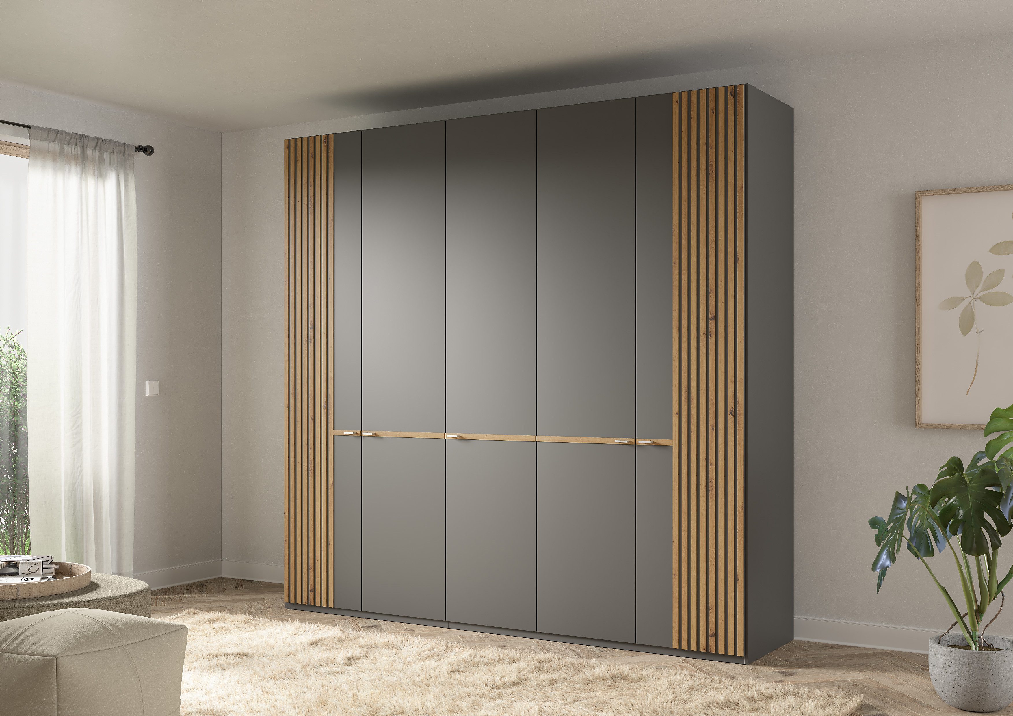 Musterring Kleiderschrank Isabelle Lamellen in Eiche, Griffe in silber, verschiedene Größen und Farben