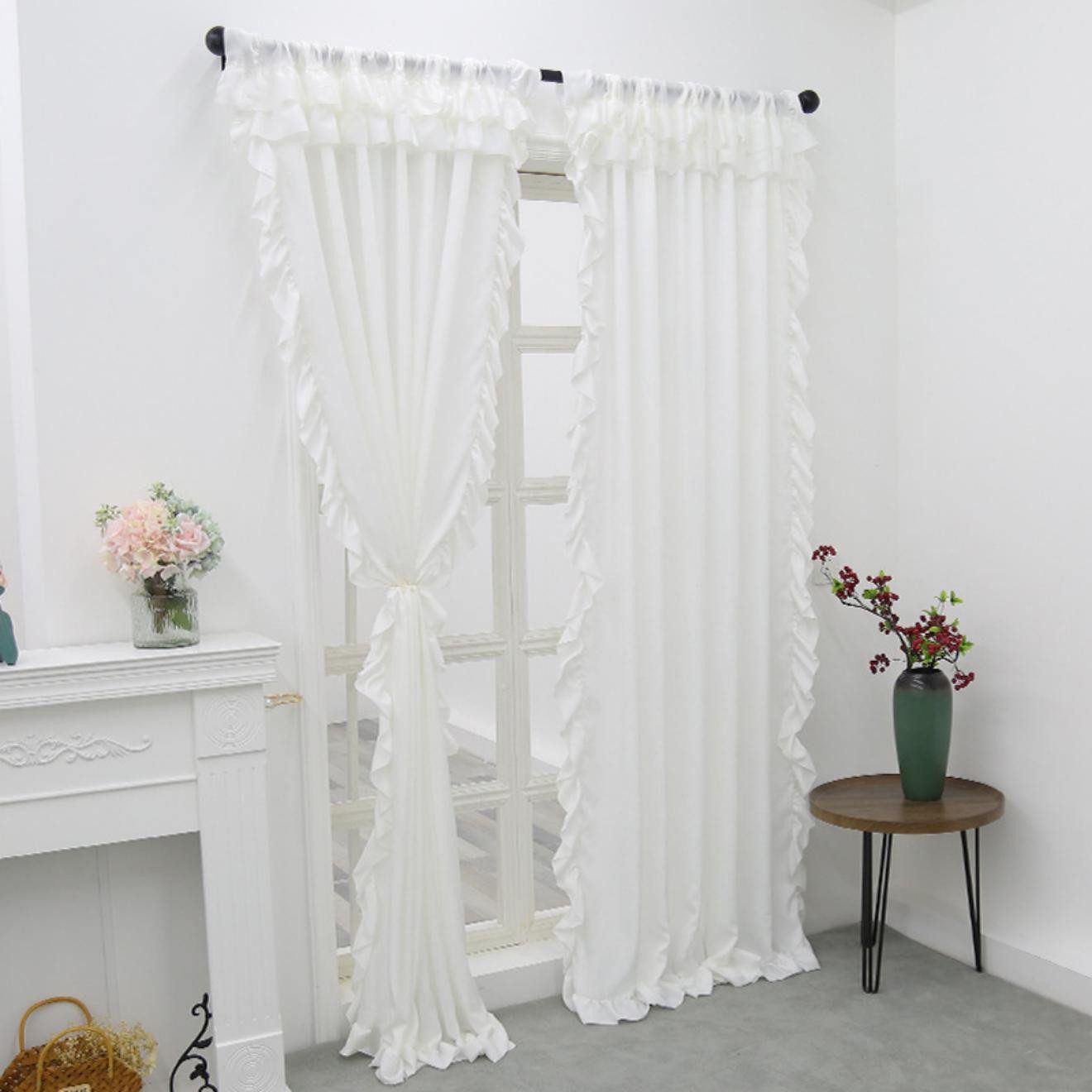 Agger Vorhang Weiß Vorhänge Boho Gardinen mit Rüschen für Schlafzimmer (2 St)