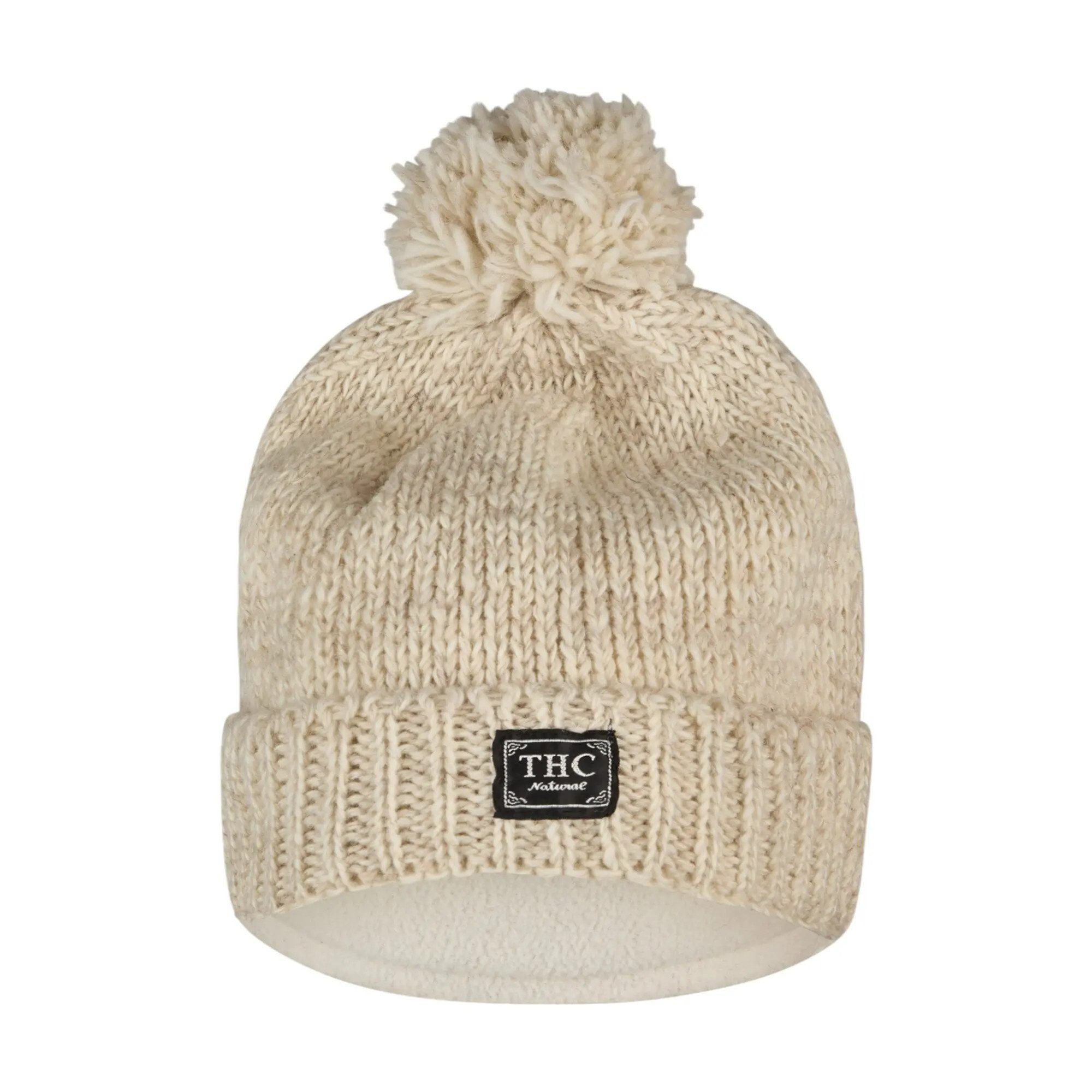 THC Natural Line Bommelmütze THC Schafwoll Pudelmütze 713 weiß (1 Stück, 1-St., 1 Stück) Innenfutter: Fleece