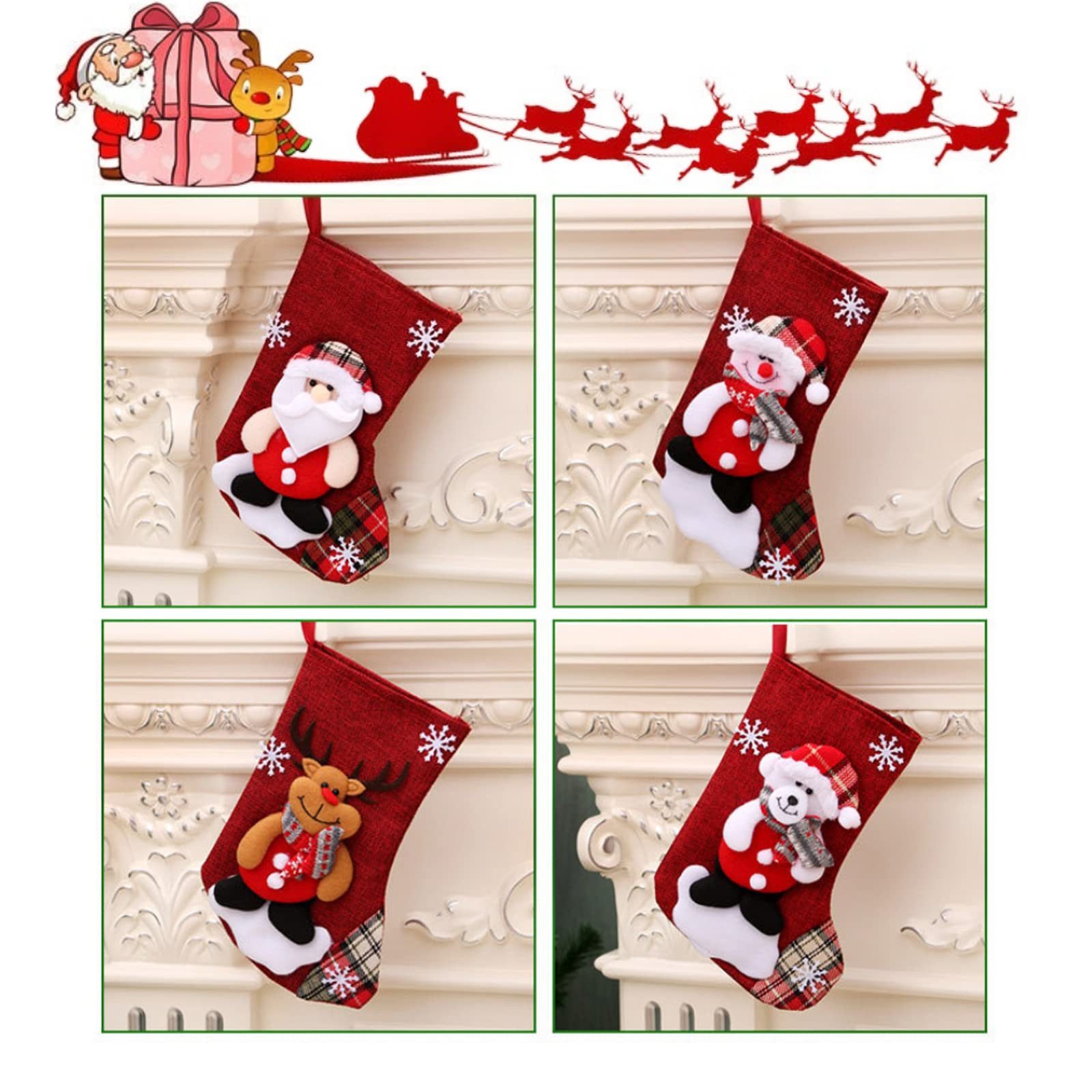 Bundviel Nikolausstiefel Set of 4 Weihnachtstaschen Strümpfe Weihnachten Weihnachtsdekorationen