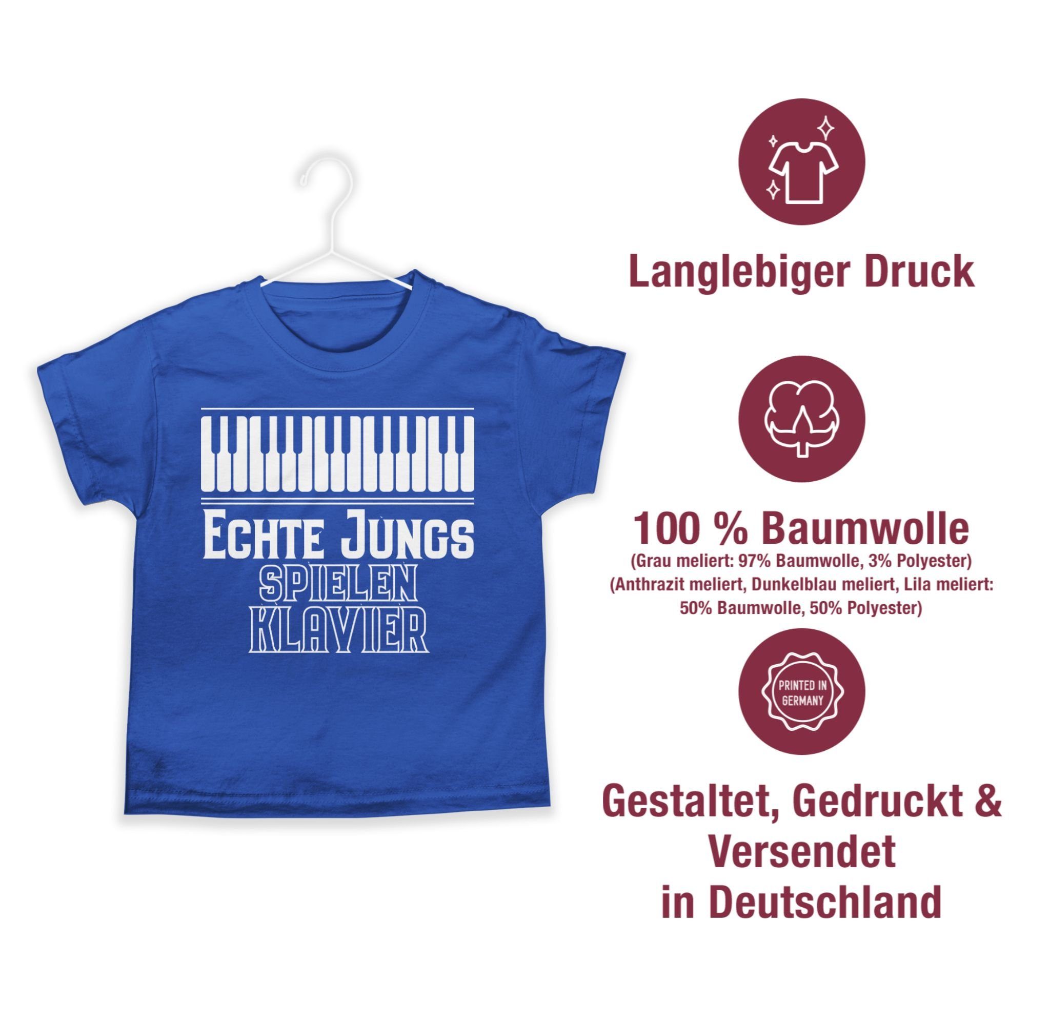 T-Shirt Echte 3 spielen Kinder Statement Royalblau Jungs Klavier Sprüche Shirtracer