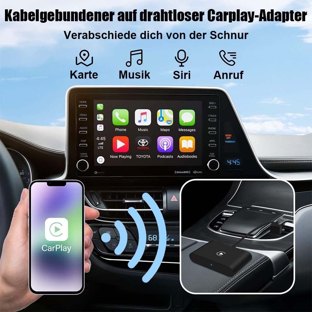 CarPlay-Adapter und Sie kabellosen Schwarz CarPlay Drahtloser Adapter Konvertieren in iPhone MOUTEN für einen kabelgebundenes KFZ-Adapter, Autos