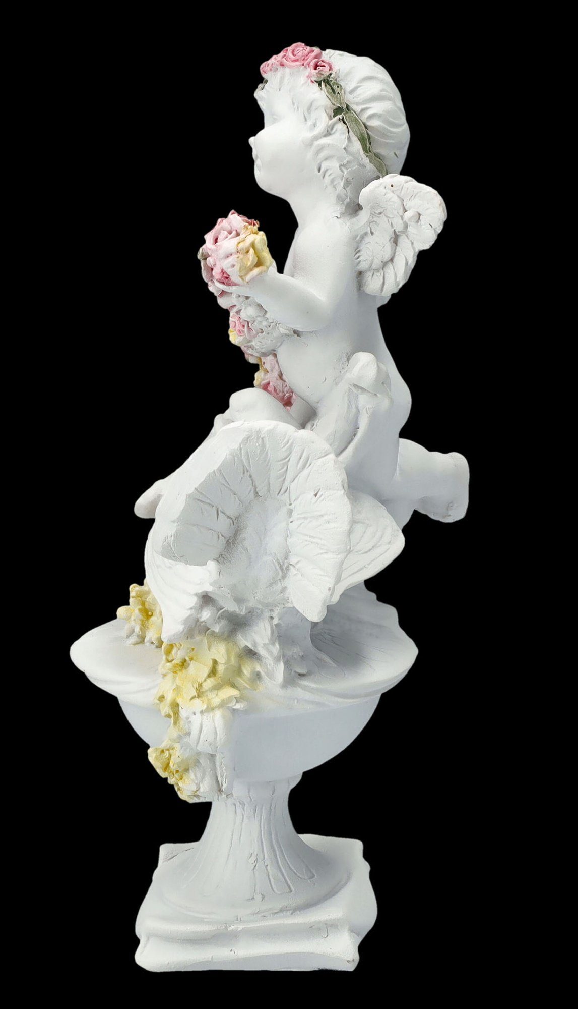 Figuren Shop GmbH Fantasy-Figur Engel Figur - Putte mit Rosen und Tauben - Fantasy Dekoration Cherubim