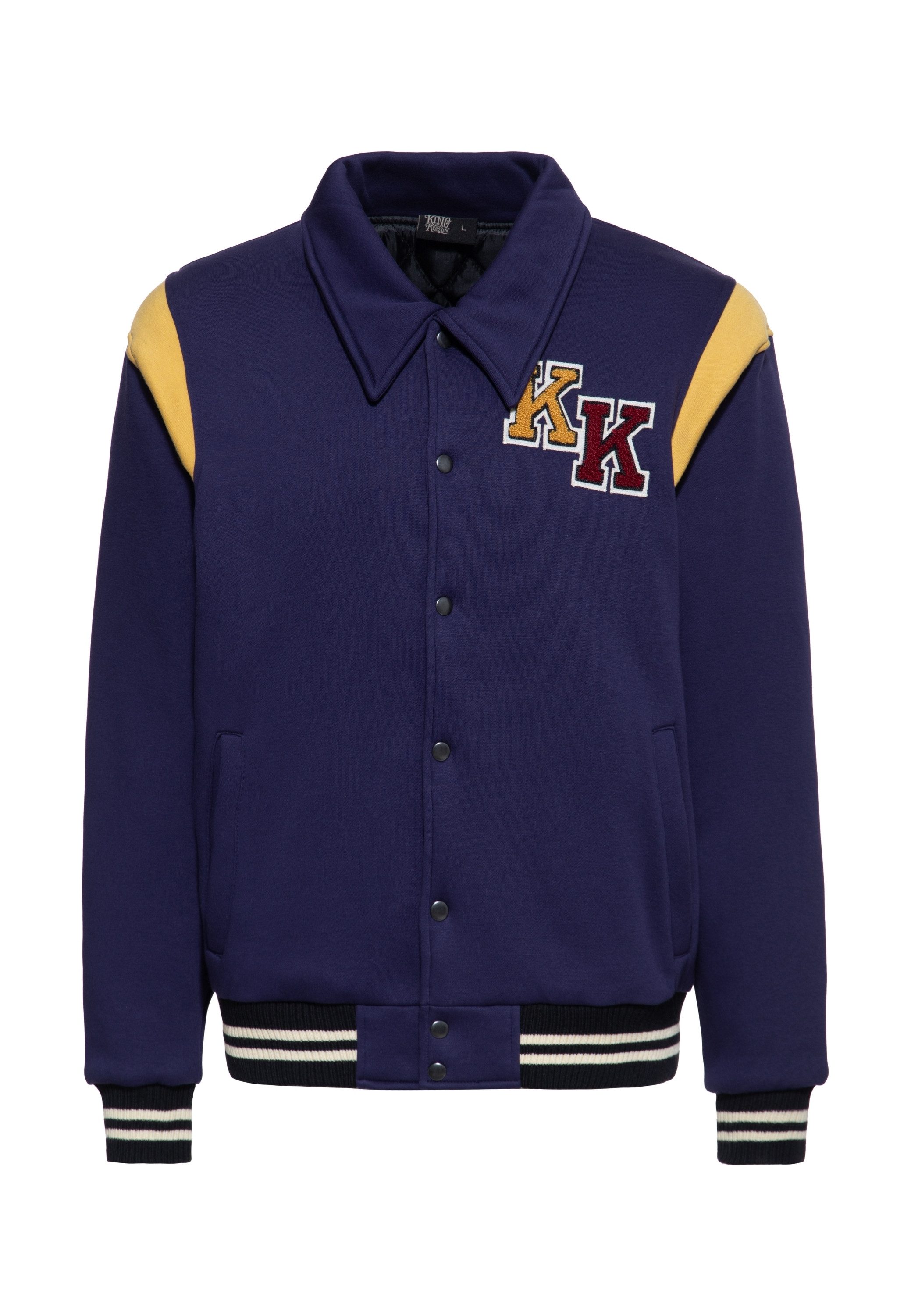 KingKerosin Collegejacke Rockabilly College Football Team Memphis (1-St) Gesticktes Chenille-Patch mit 'KK'-Initialen auf der Brust