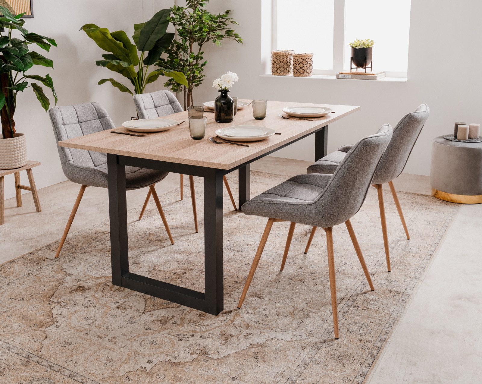 Furn.Design Esstisch Malta (Küchentisch in Anthrazit und Eiche Artisan, ausziehbar 120 - 160 cm), bis zu 6 Personen – Bild 3 von 5