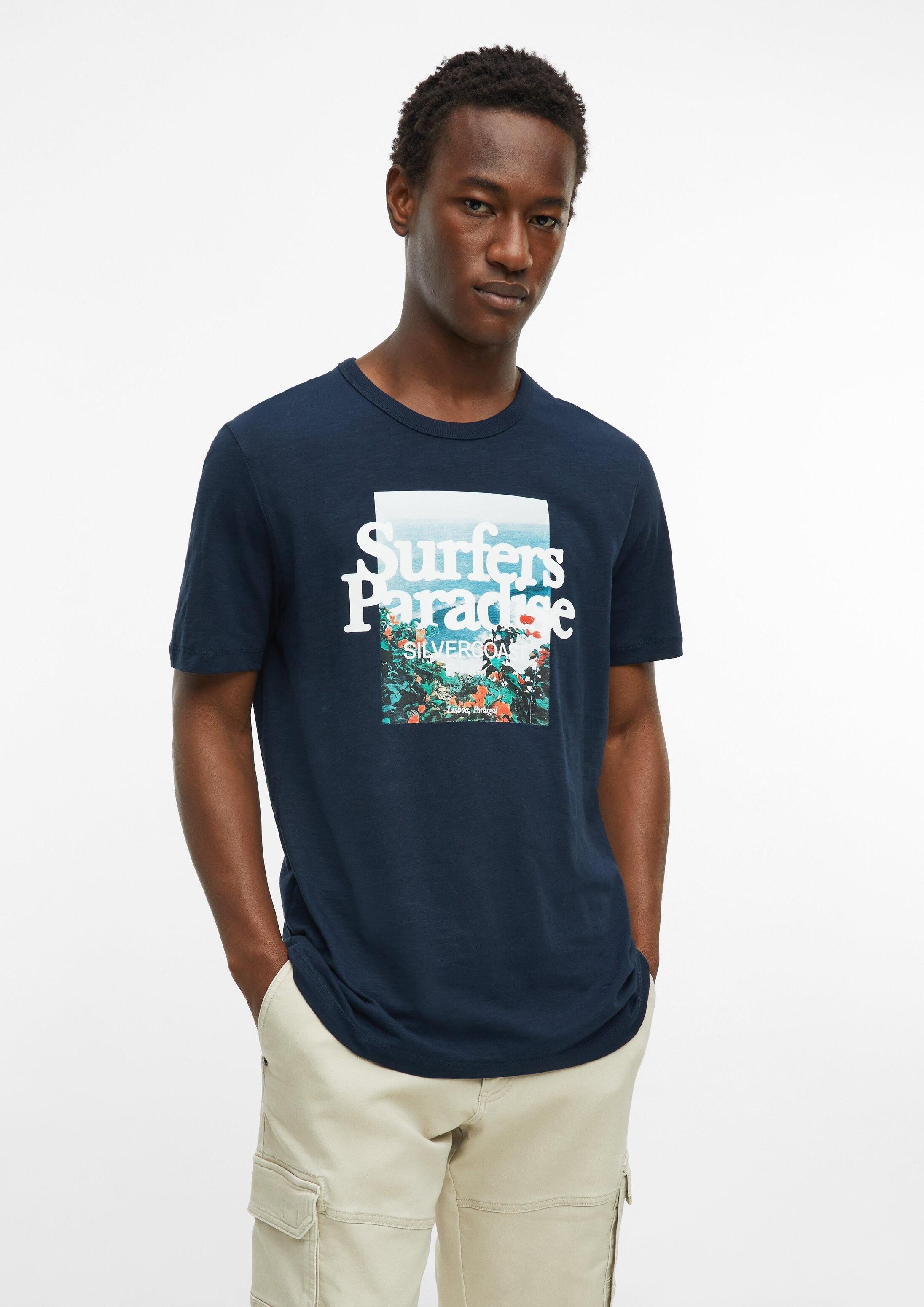 s.Oliver Kurzarmshirt T-Shirt Flammgarn-T-Shirt mit Artwork