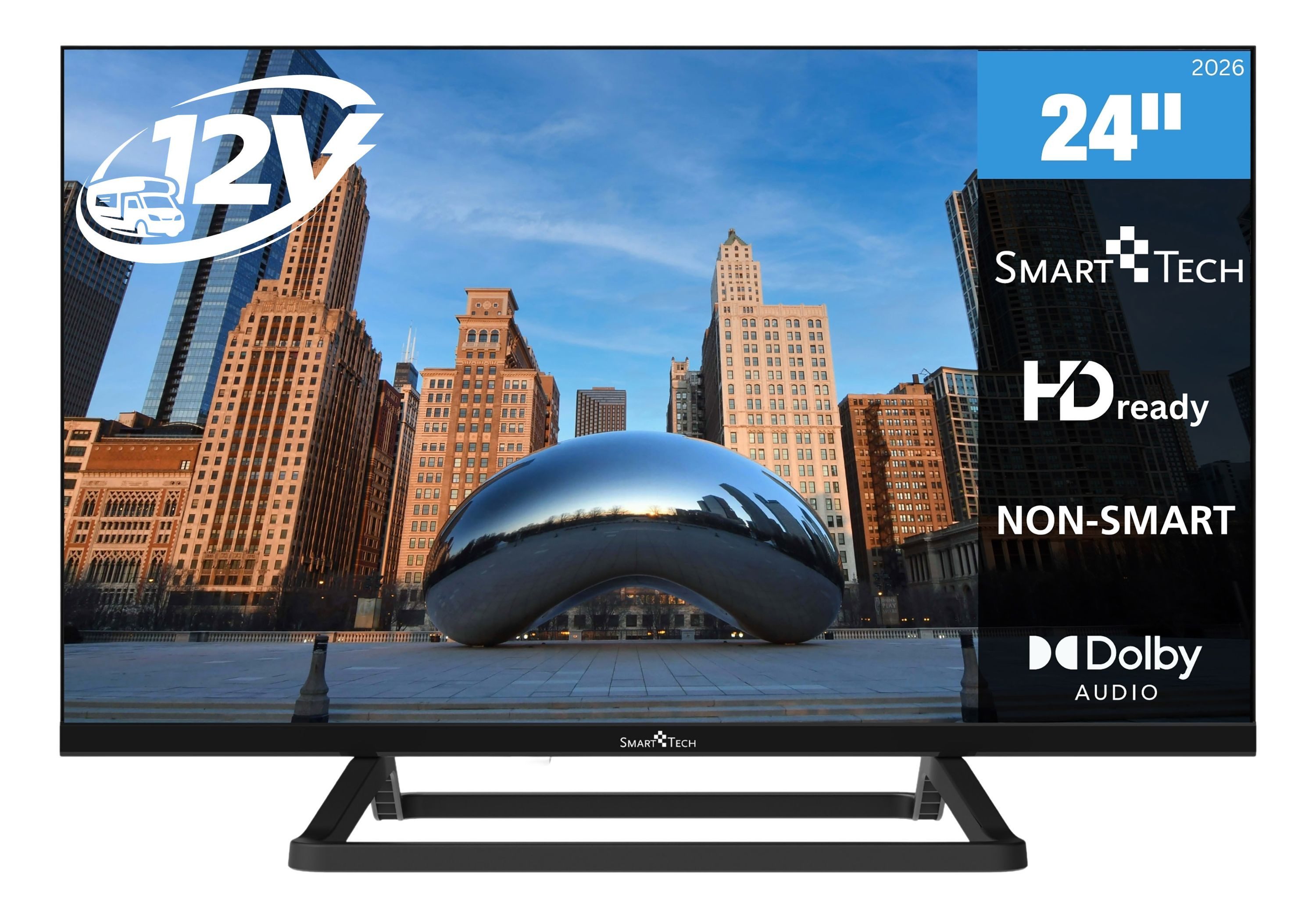 Smart Tech 24HN01V3CA (60 cm/24 Zoll, HD-ready, 12 Volt Adapter, integrierter Triple-Tuner)