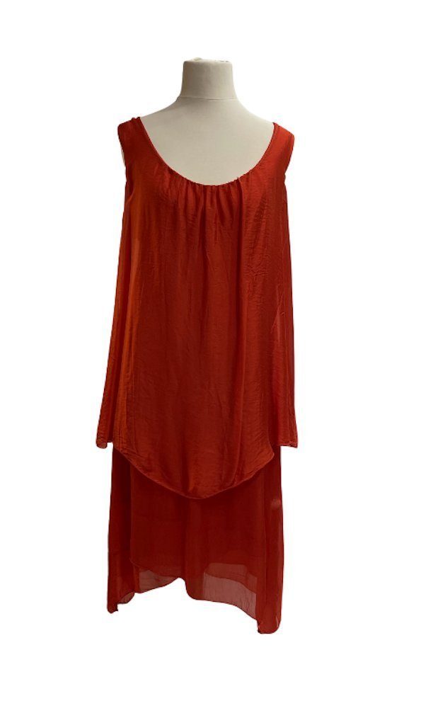 BZNA Seidenkleid Uni Rot Sommerkleid Sommerkleid Lagenkleid