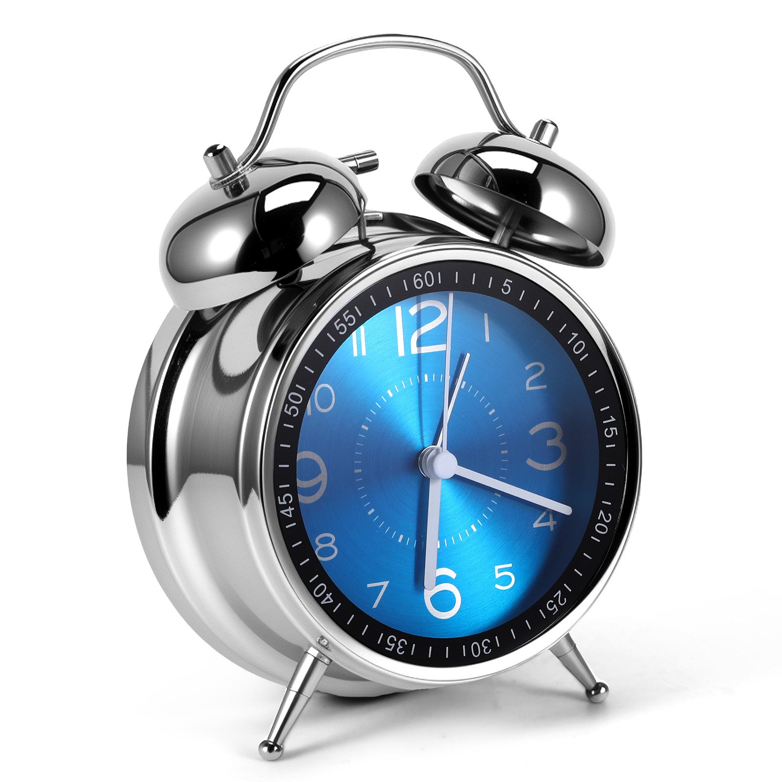 BlingBin Wecker Doppelglockenwecker mit Nachtlicht, Lauter Alarm, Wecker Analog Lauter Alarm, Leises Quarz-Uhrwerk, Metallkonstruktion, mit Nachtlicht