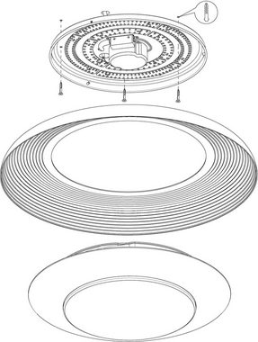 EGLO Deckenleuchte CANICOSA 2, LED fest integriert, Extra-Warmweiß, Kaltweiß, Neutralweiß, Tageslichtweiß, Warmweiß, Steuerung über Fernbedienung, CCT