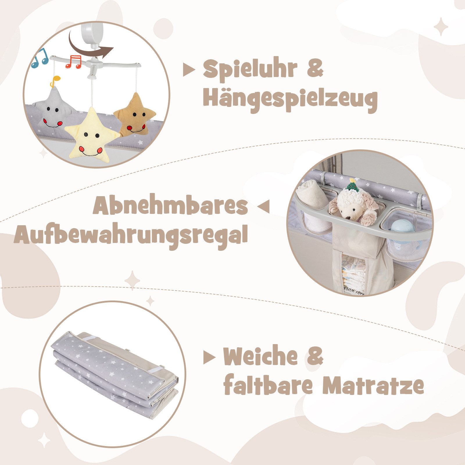 COSTWAY Baby-Reisebett 2 Ebenen 4 in günstig online kaufen