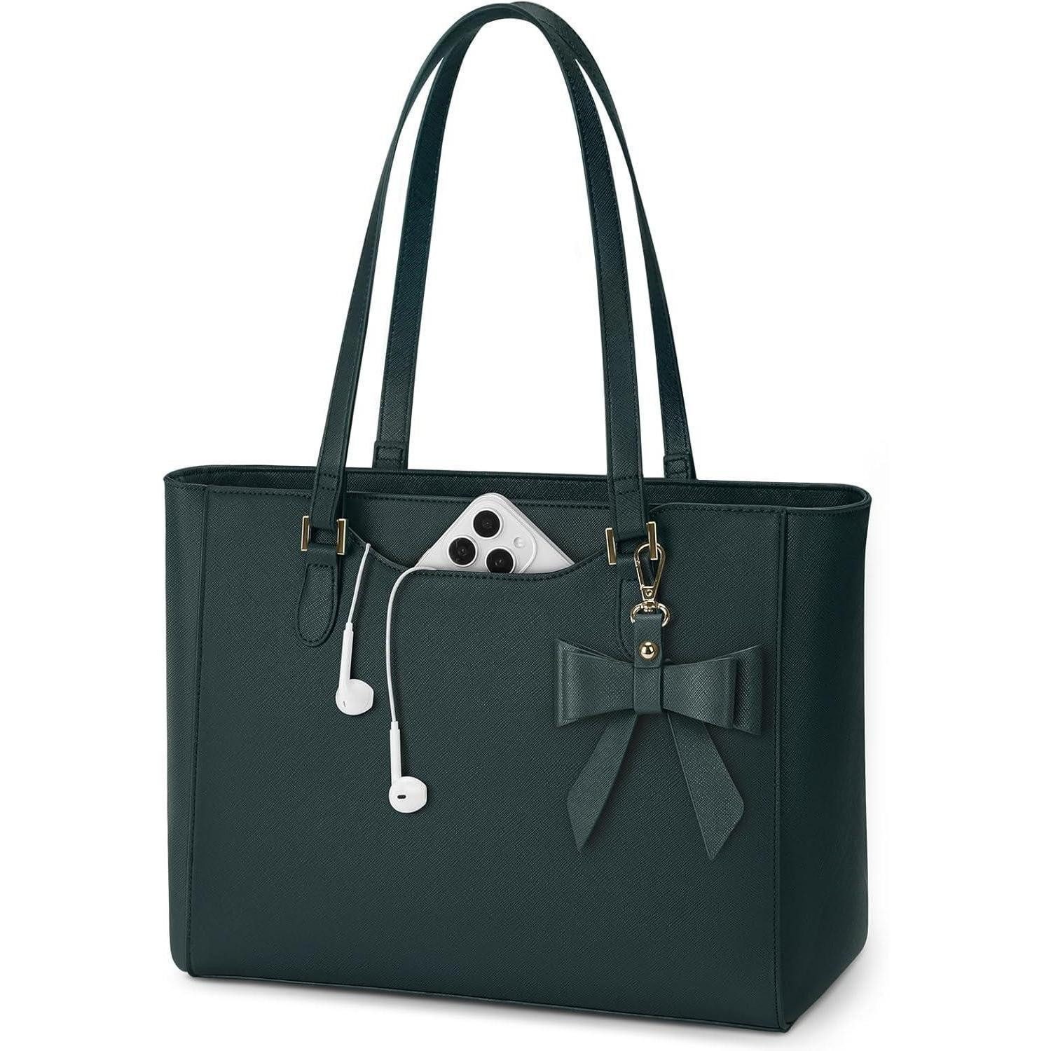 LuxusKollektion Shopper Damen Handtasche Groß Wasserdicht Leder Shopper Arbeitstasche Grün