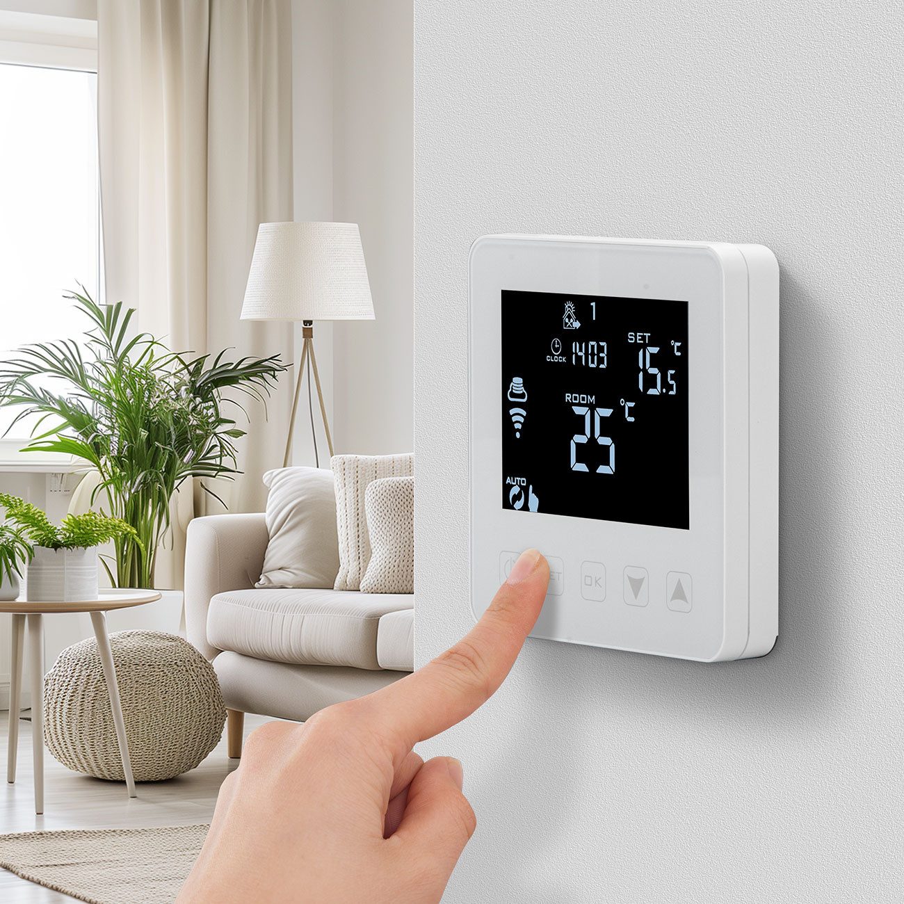 Casativo Fußbodenheizung Smartes WLAN-Thermostat für Fußbodenheizung Unterputz Touch-Regler, (1-tlg), App- Touch- & Sprachsteuerung/Genauigkeit 0,5 °C/3 Modi