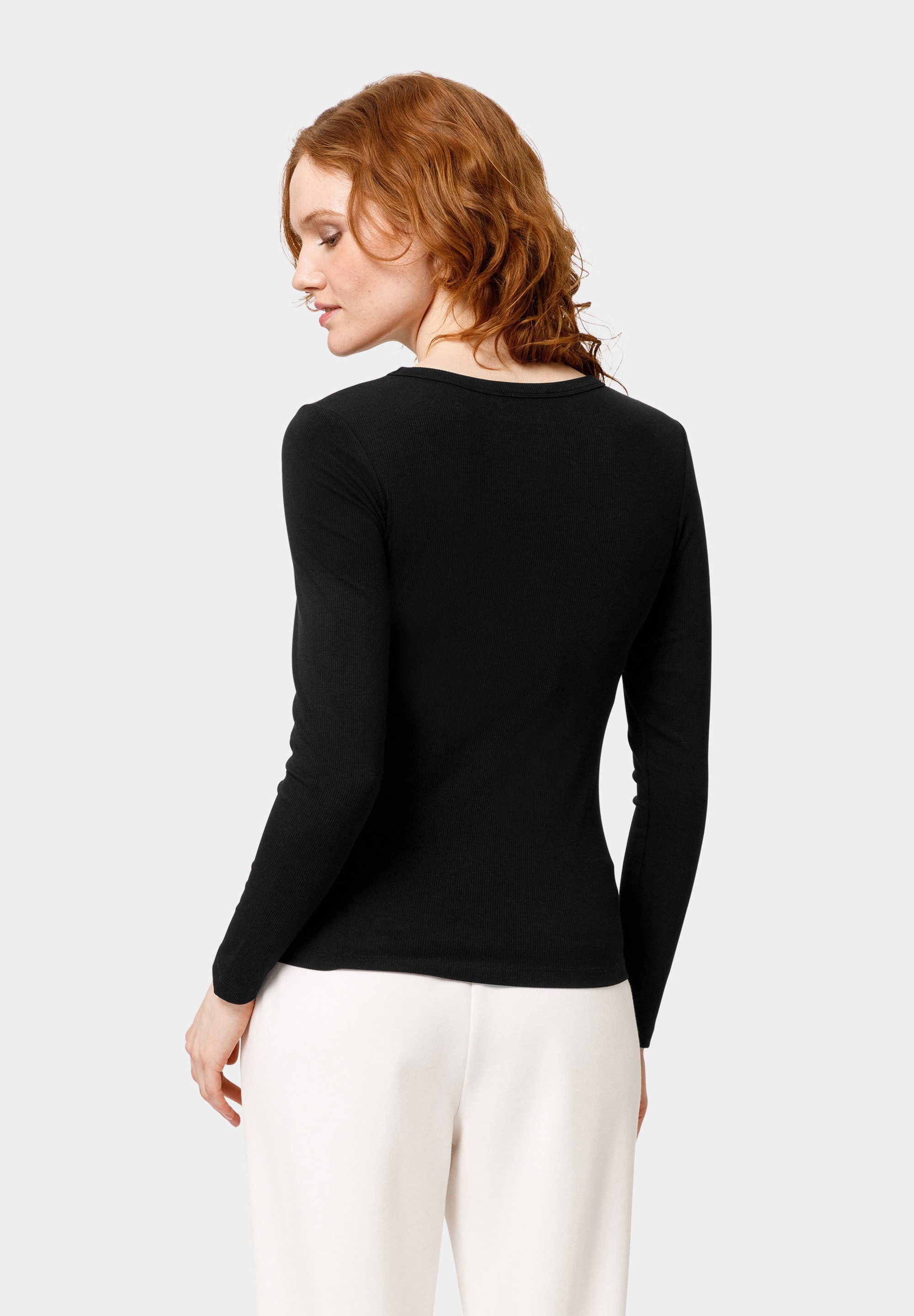 Les Lunes Langarmshirt RYLIEE Longsleeve Rib Leichtes Ryliee Longsleeve aus geripptem Bambus Mix im Slim Fit