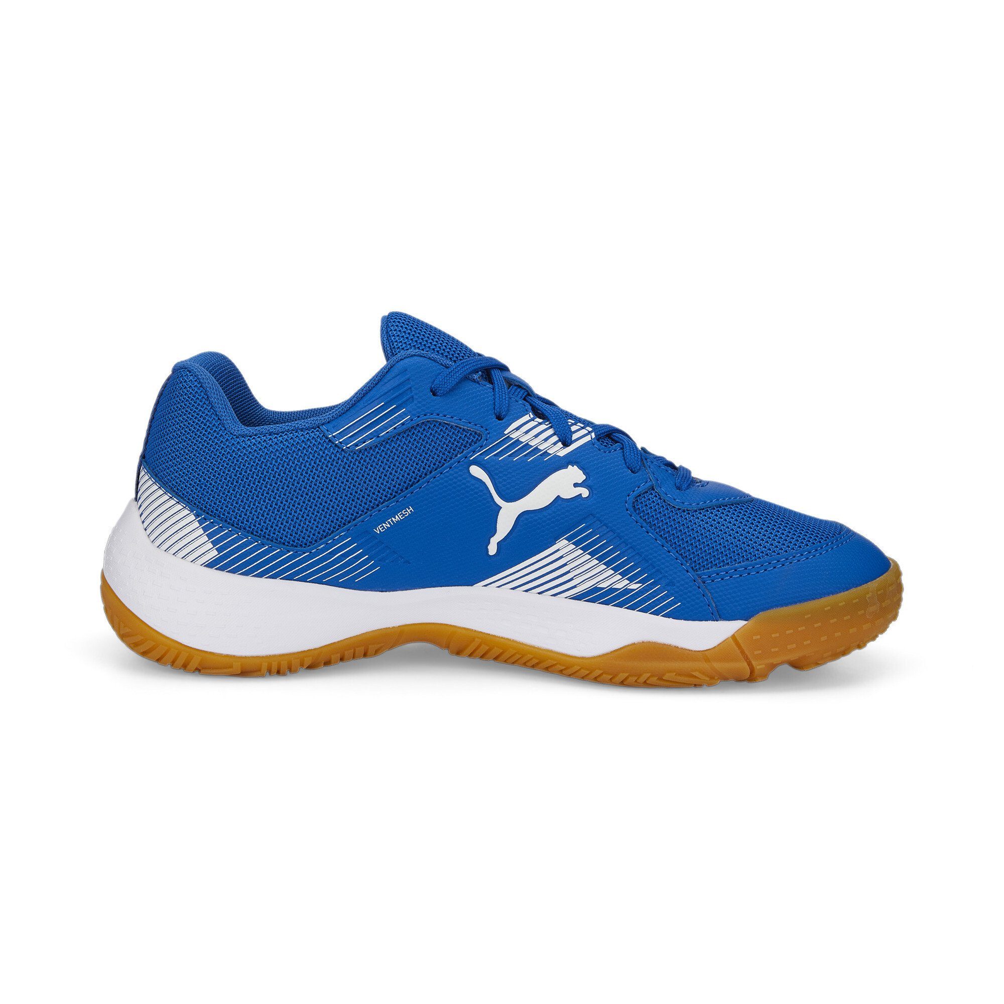 PUMA Solarflash II Hallen-Sportschuhe Jungen Gum Royal White Beige Sneaker Blue