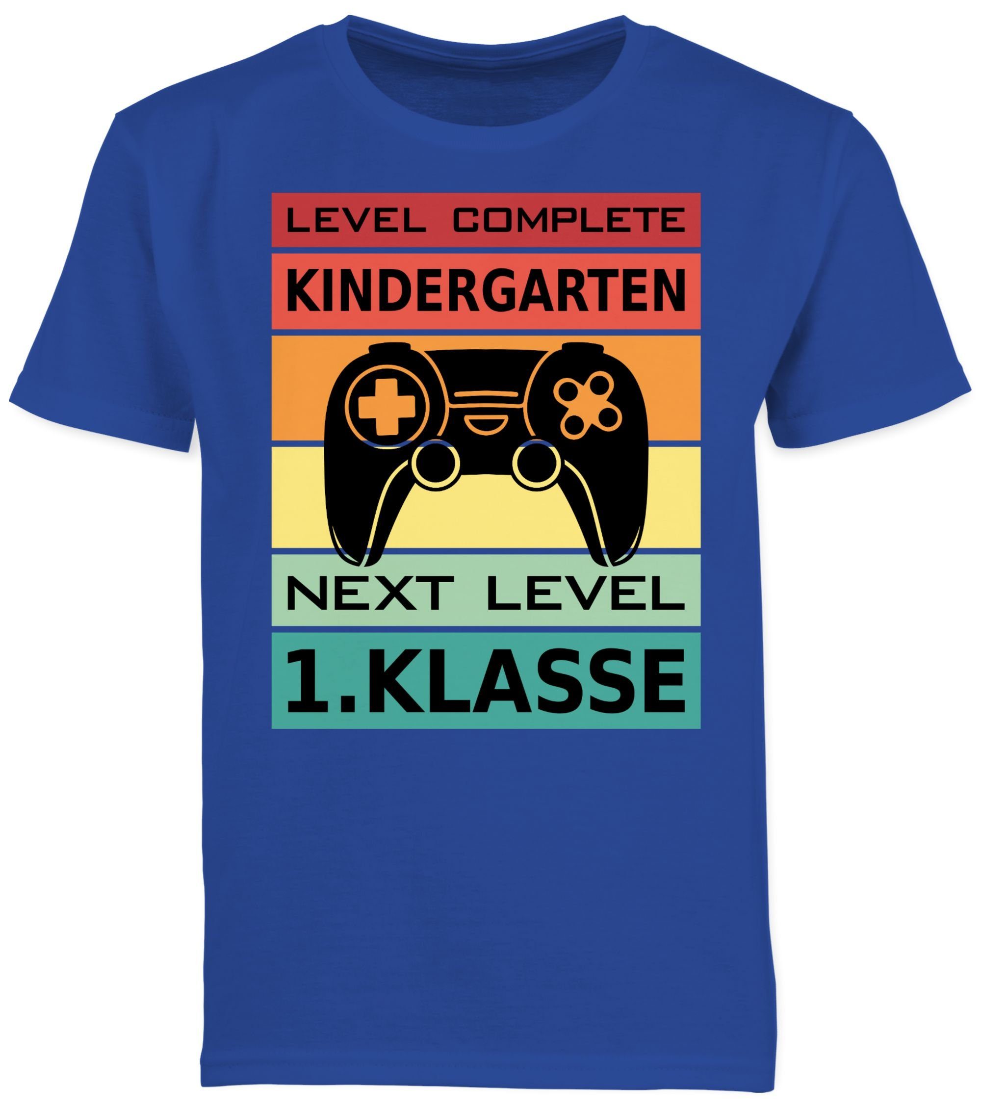 Shirtracer T-Shirt Level Complete Kindergarten - Next Level 1. Klasse (1-tlg) Einschulung Junge Schulanfang Geschenke