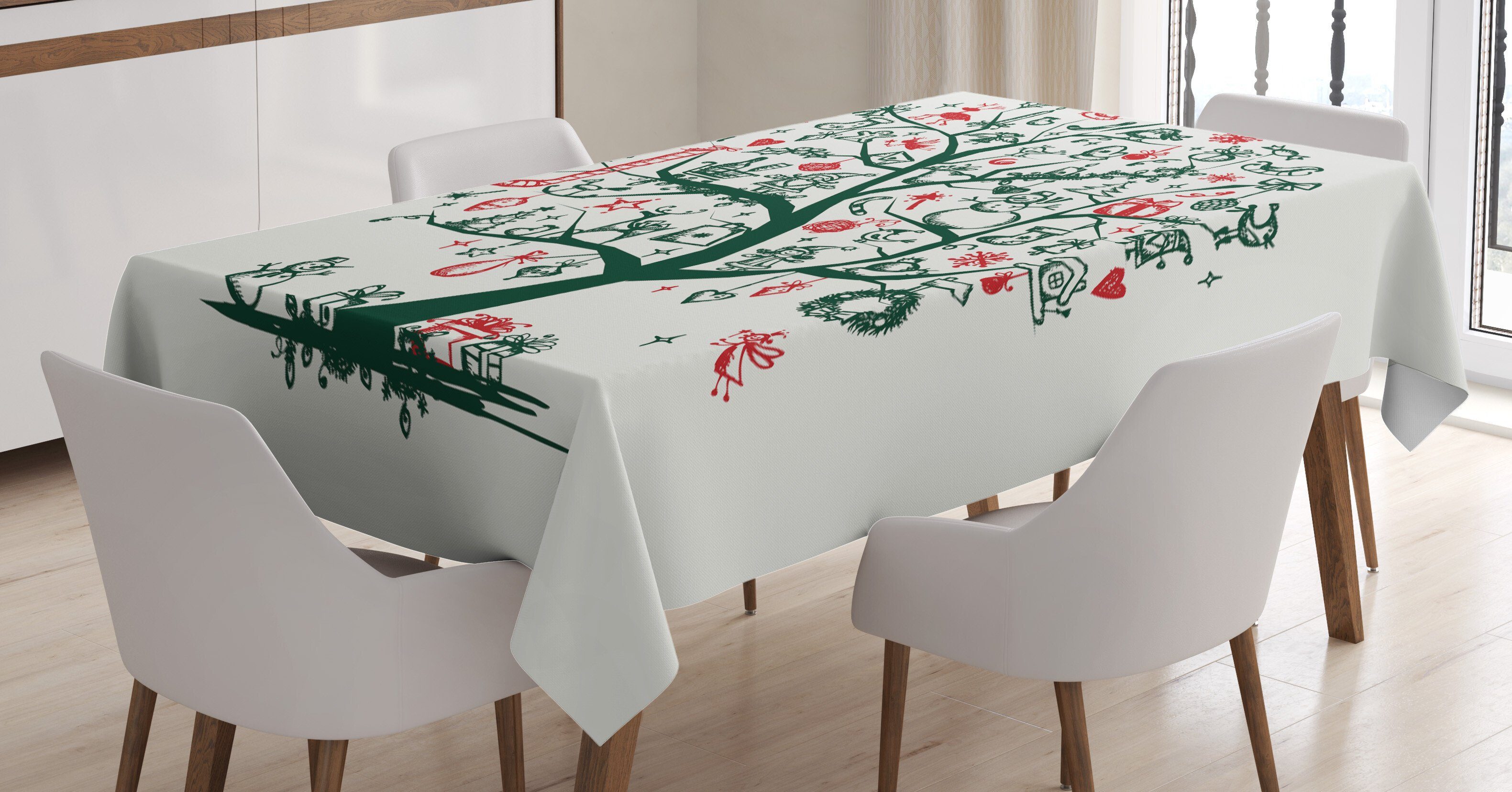 Abakuhaus Tischdecke Farbfest Waschbar Für den Außen Bereich geeignet Klare Farben, Weihnachten Baumschmuck Geschenke | Tischdecken