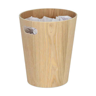 relaxdays Papierkorb Runder Papierkorb aus Holz