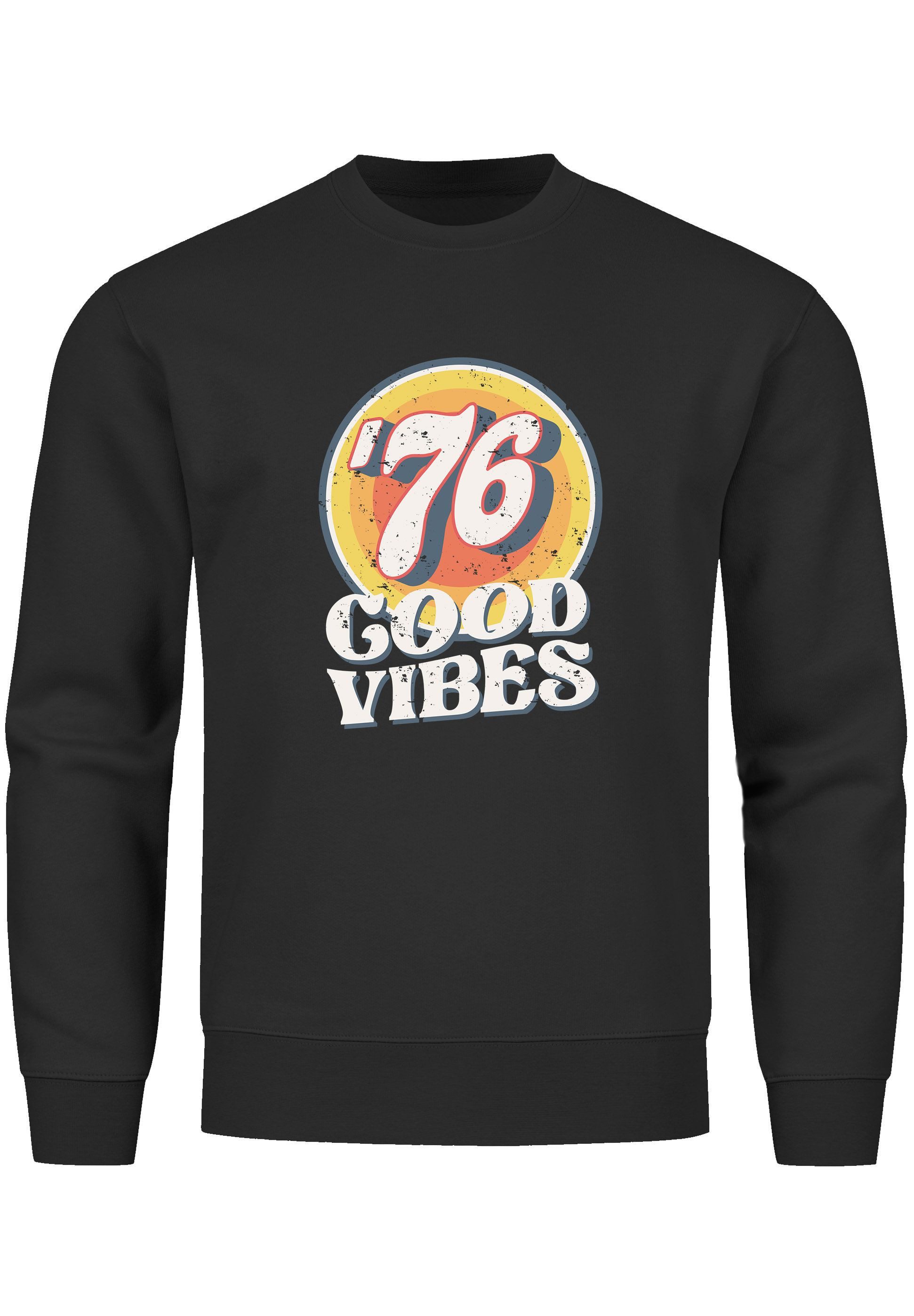 Sweatshirt Sweatshirt Herren Aufdruck Print Good Vibes Retro Vintage Grafik