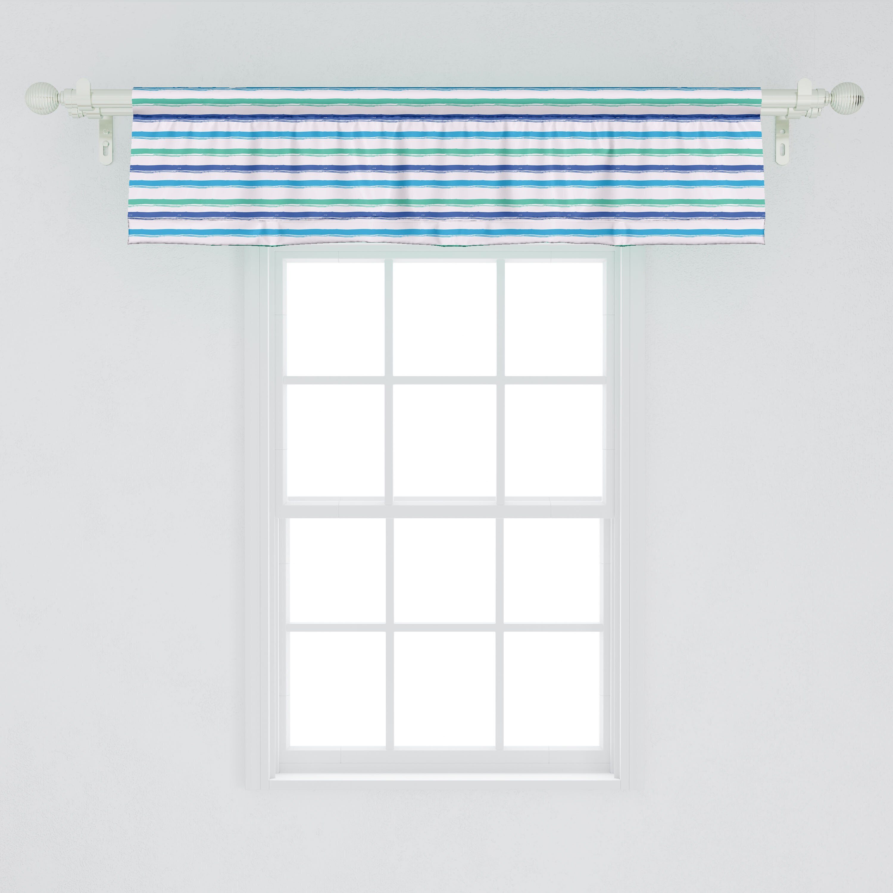 Microfaser, Harbor-Streifen Brushstrokes Dekor Schlafzimmer mit Kunst Volant Vorhang Küche Scheibengardine Abakuhaus, für Stangentasche,