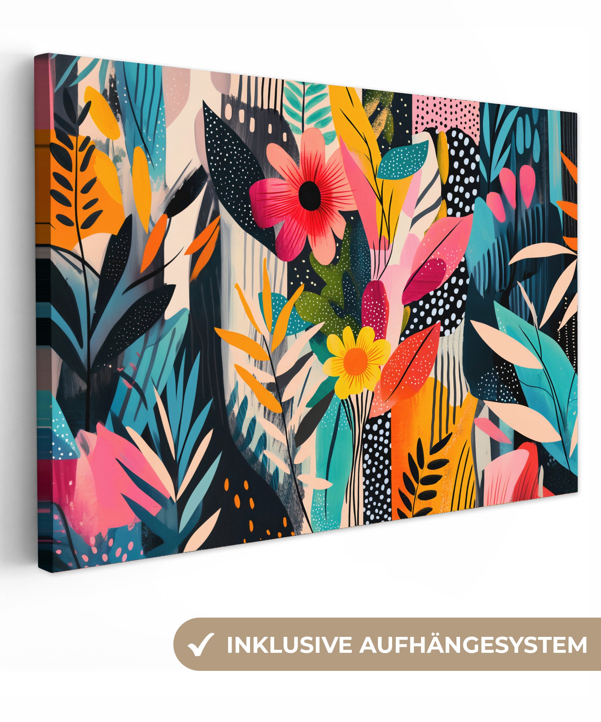OneMillionCanvasses® Leinwandbild Kunstdrucke - Abstrakt - Blumen - Rosa, Fotodruck (1 St), Leinwand Bilder Klein, Wand Dekoration Aesthetic 30x20 cm