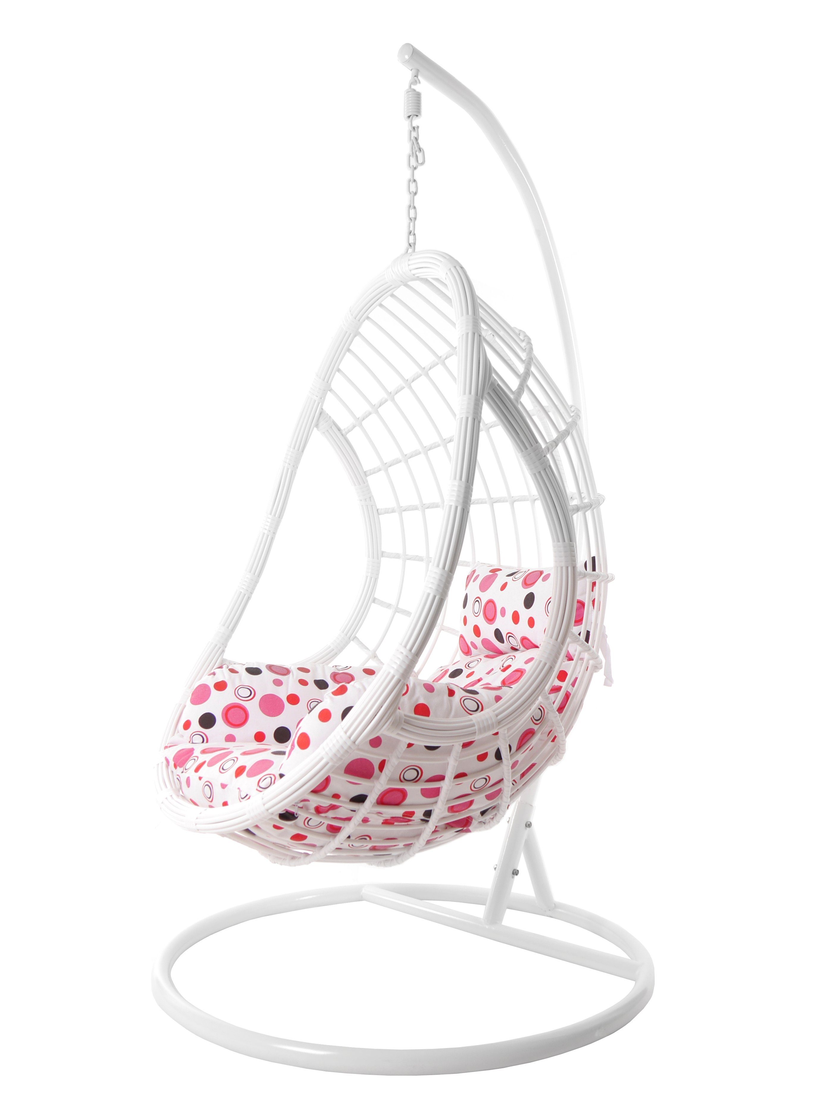 KIDEO Hängesessel Hängesessel Loungemöbel und weiße PALMANOVA, lemonade gepunktet Nest-Kissen, dot) mit Gestell (3039 rosa und moderne Schwebesessel