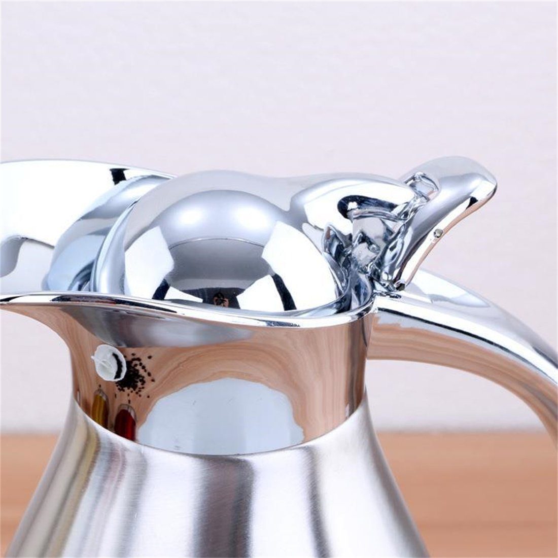 DÖRÖY Isolierkanne Isolierter Edelstahl-Wasserkocher, Heißwasserkocher, 2.0L Kaffeekanne Silber