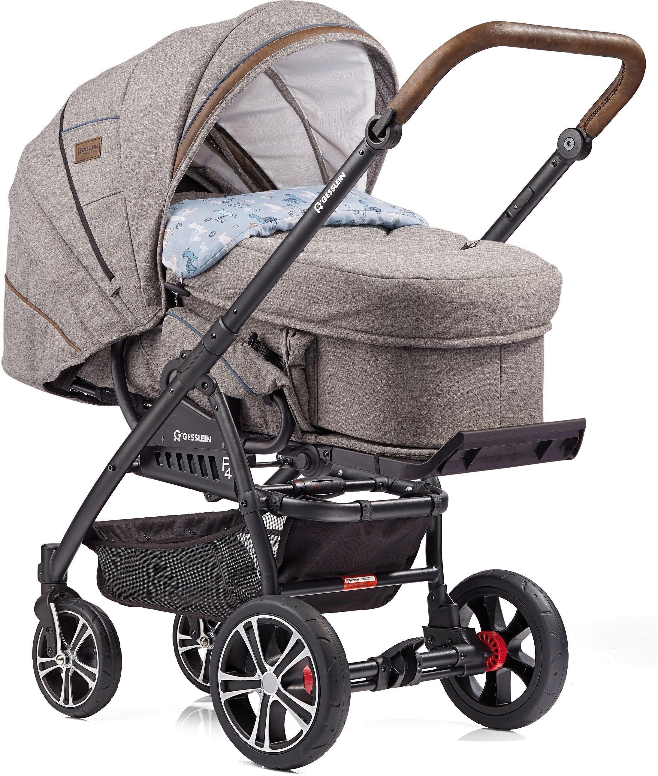 Gesslein Kombi-Kinderwagen F4 Air+ mit Tragetasche C2 Compact, Stein meliert/Lama, Design & Handarbeit aus Deutschland