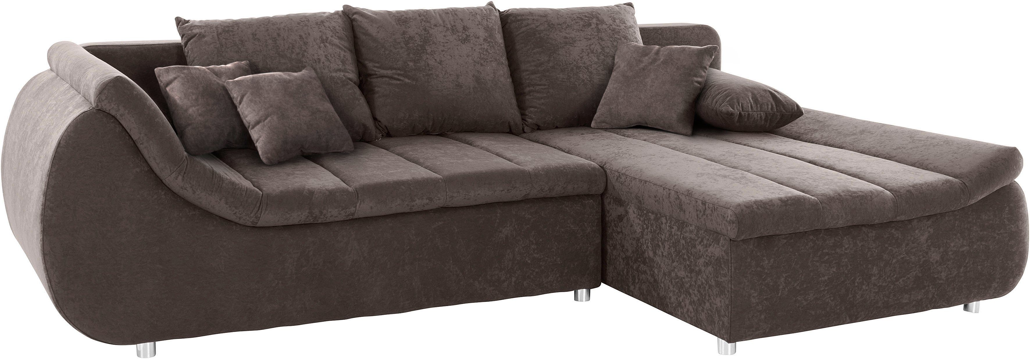 Home affaire Ecksofa Imola, elegant und modern, aktuelle Steppung im Sitz, bequem, L-Form, frei im Raum stellbar, wahlweise mit Bettfunktion und Bettkasten
