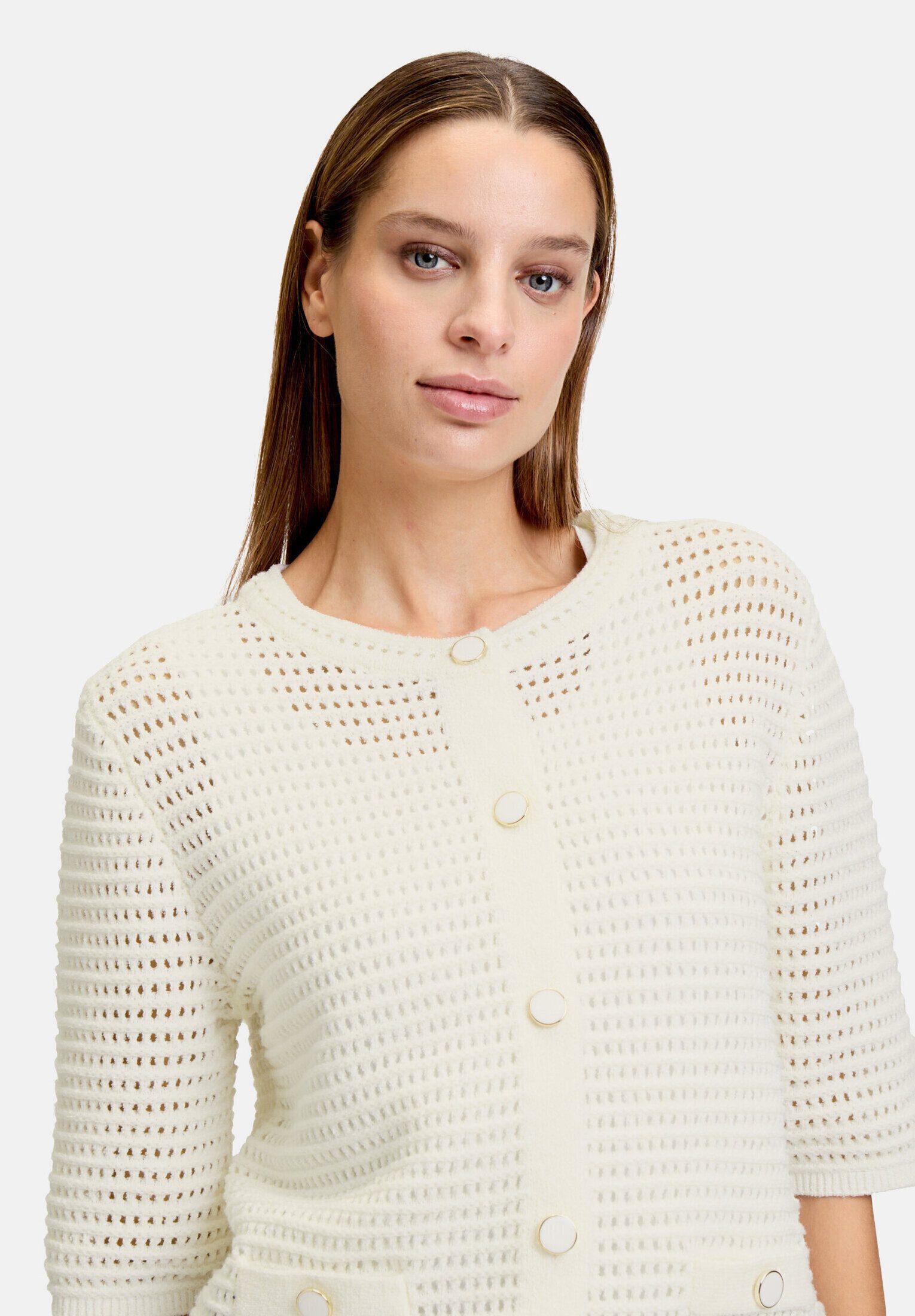 Betty&Co Strickjacke Damen mit Knopfleiste (1-tlg) Struktur
