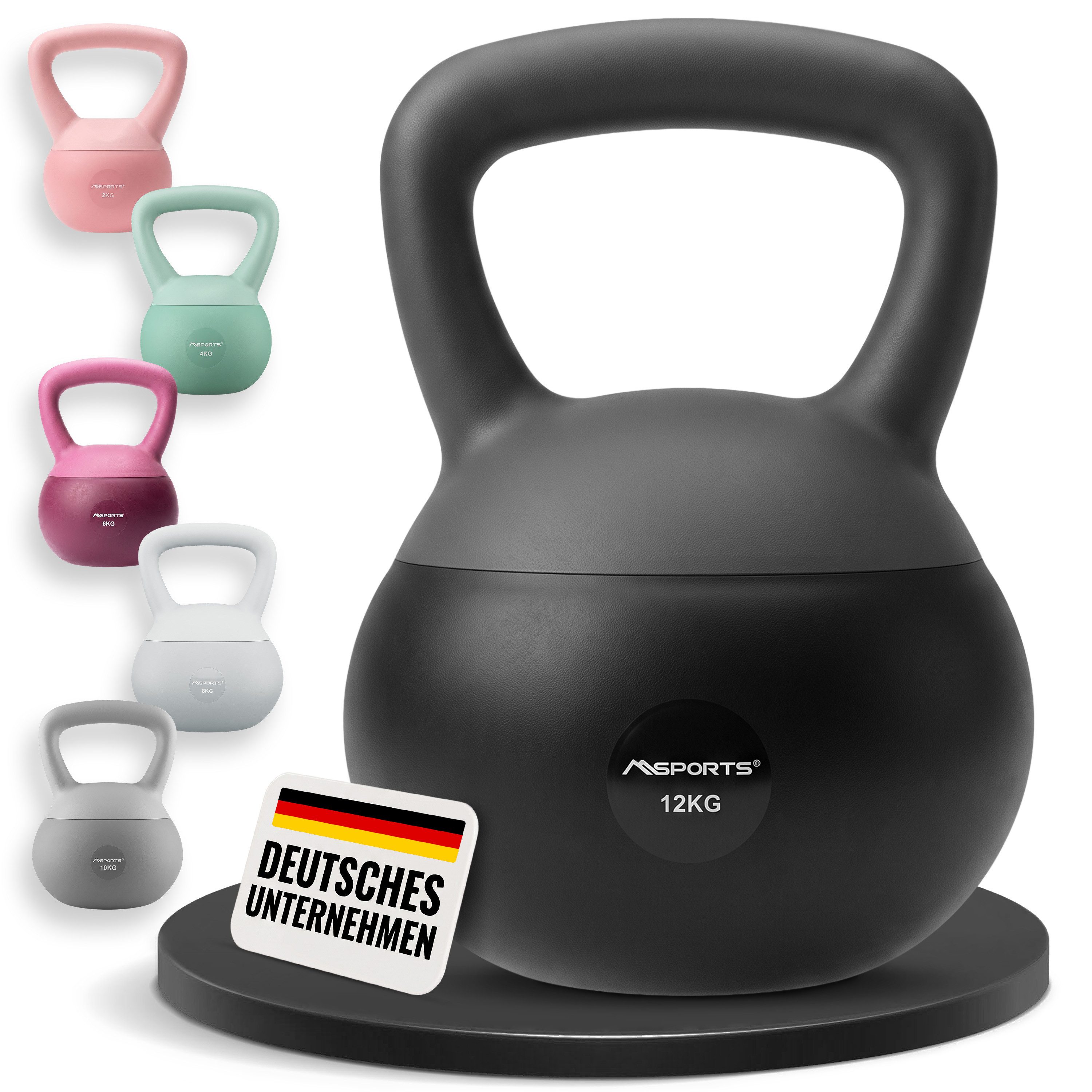 MSports® Kettlebell Soft Kettlebell Premium – Bodenschonende Kugelhantel fürs Home Gym