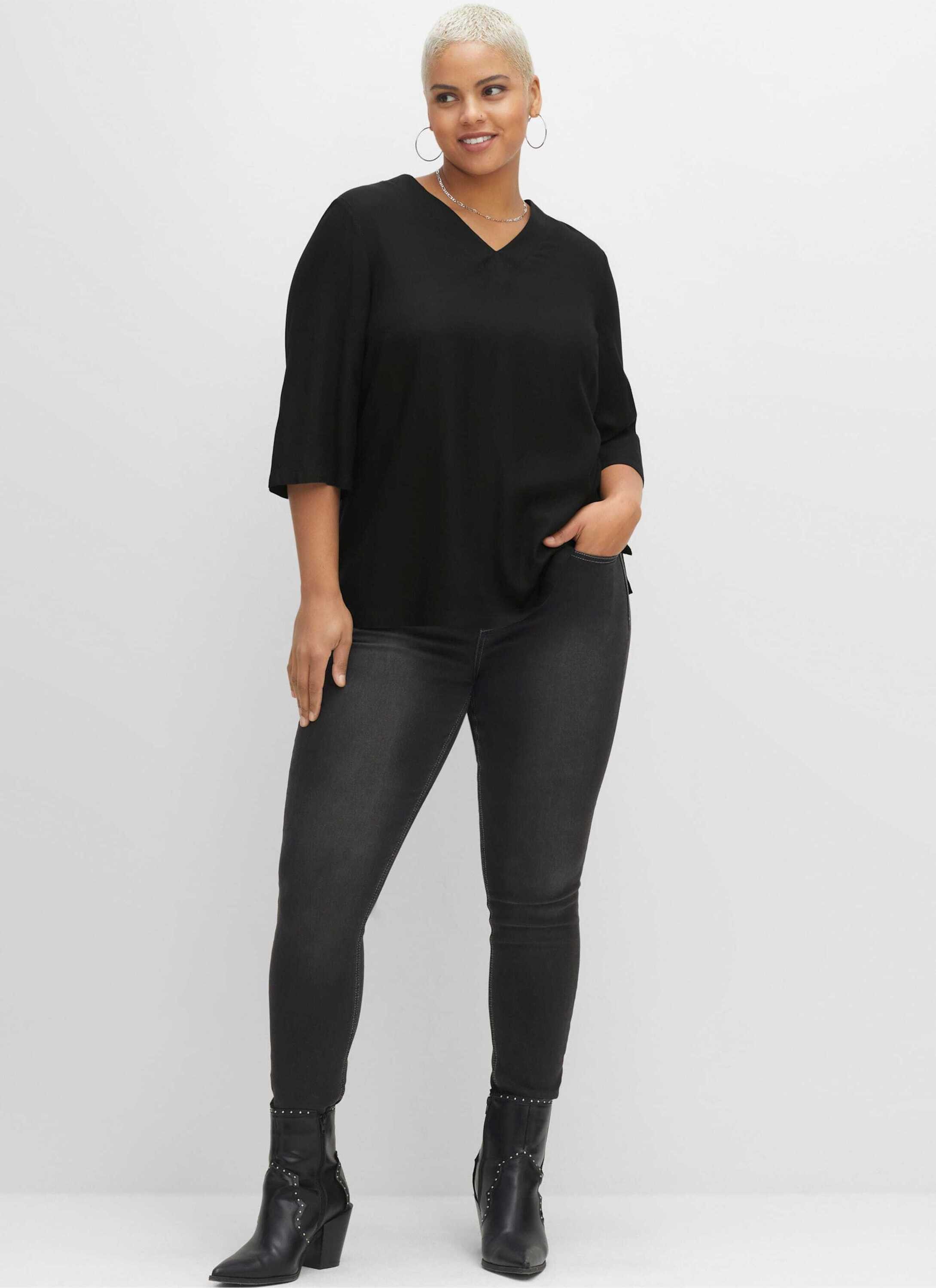 Sheego Klassische Bluse Tunika 3/4-Arm günstig online kaufen