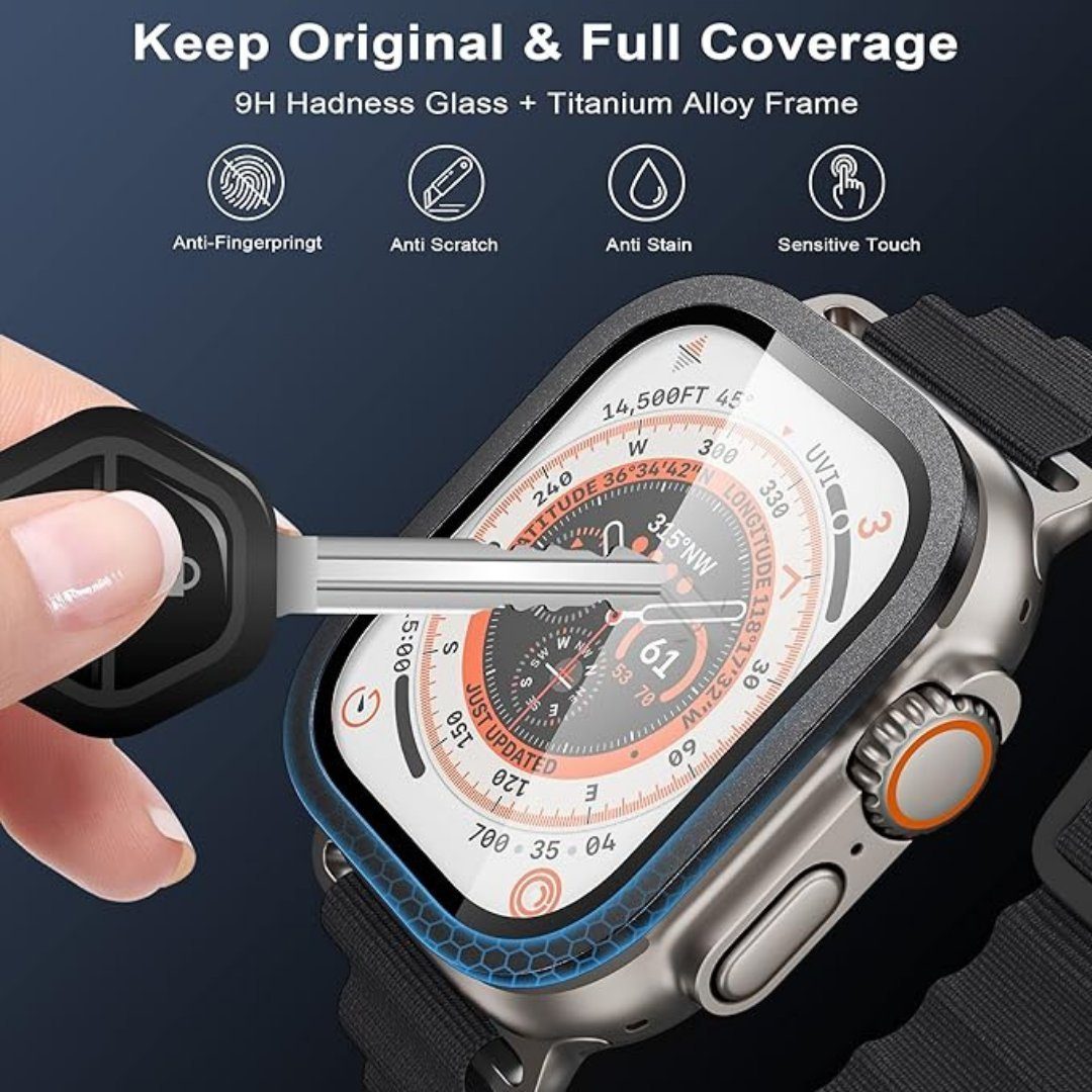 SmartUP Smartwatch-Hülle für Apple Watch Ultra 3 49mm Display Titan Schutz Full Screen Full 9H, Displayschutzglas