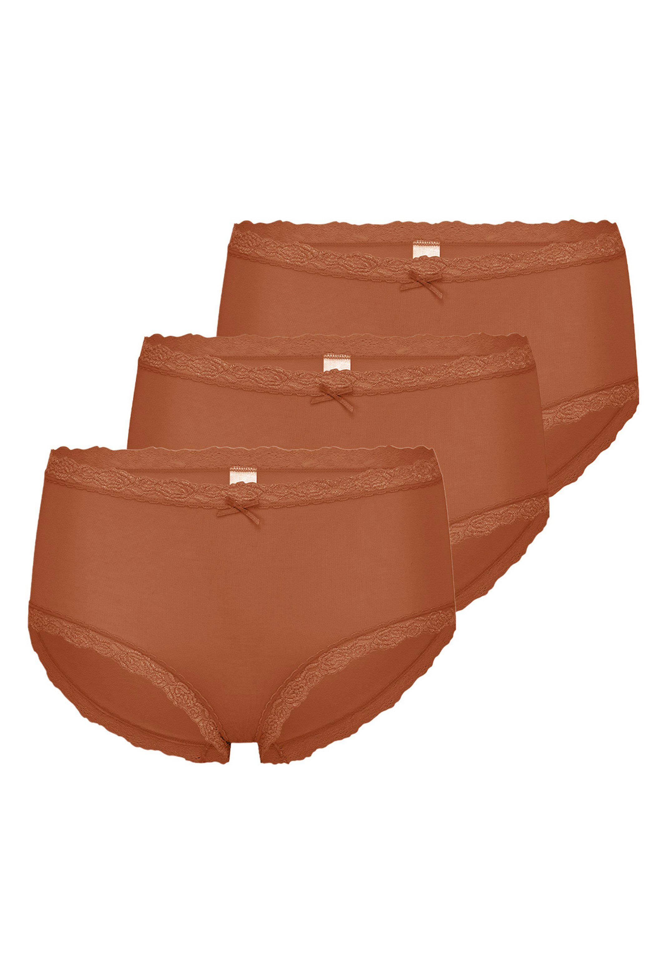 Nina Von C. Taillenslip 3er Pack Cosy (Spar-Set, 3-St) Taillen Slip - Weicher Modal-Mix, Dekorative Spitze an Bund und Bein Bernstein - 613