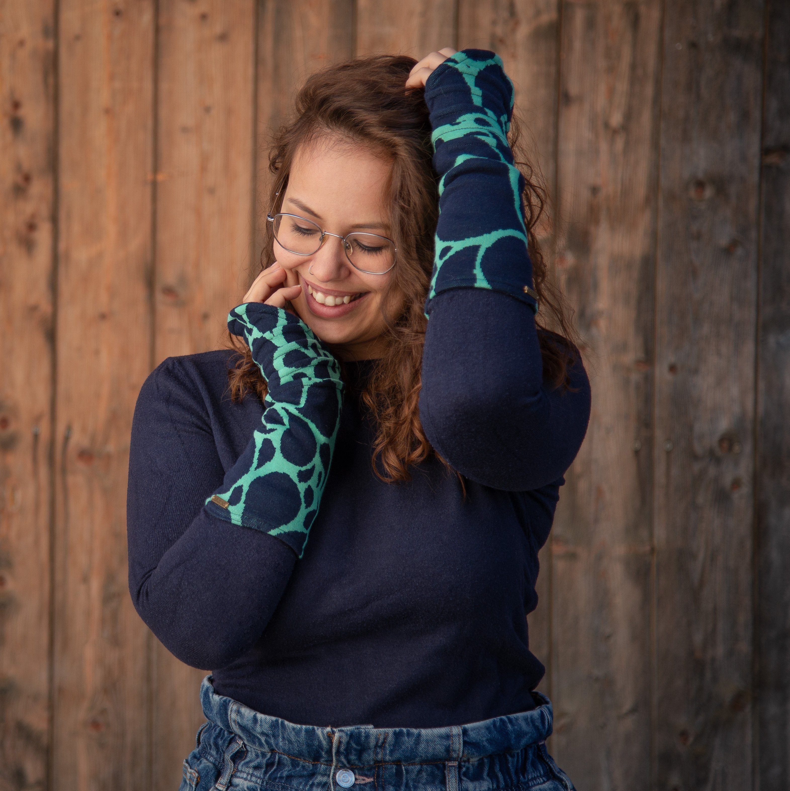 Chapati Armstulpen Jacquard Samt Pulswärmer zum Wenden Gelenkwärmer, aus we günstig online kaufen