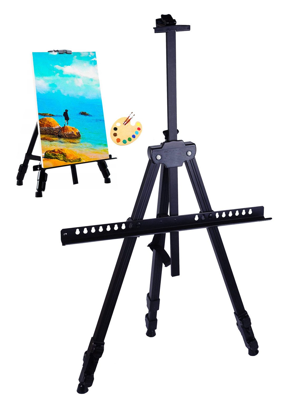 MAALEO Leinwandstaffelei Malstaffelei - Höhenverstellbare Künstlerstaffelei, Leicht, stabil, verstellbar. Transportfreundlich. Kreative Freiheit.