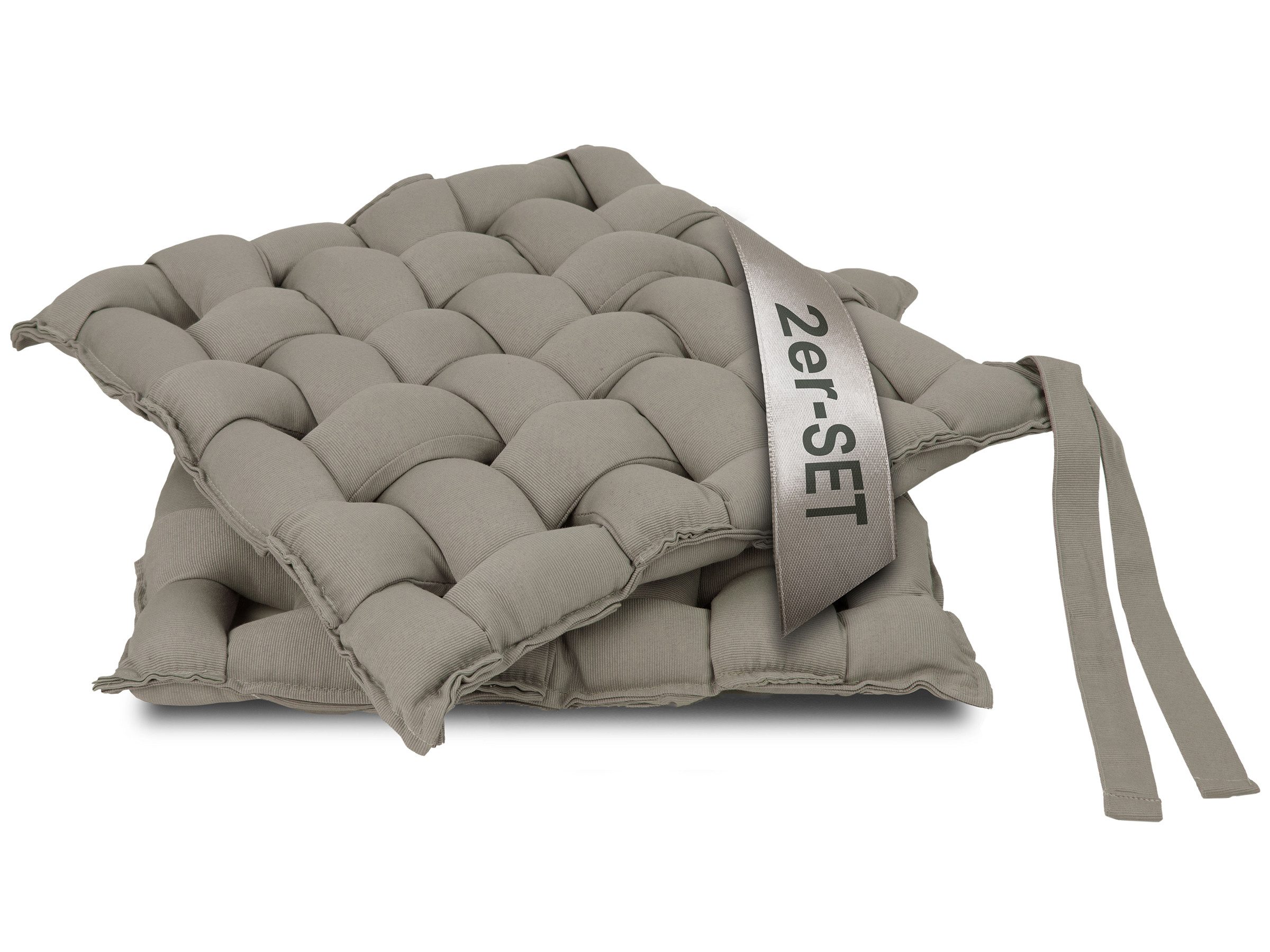 ZOLLNER Подушка для стула, 40 x 40 x 4 cm, mit Bindebändern, vom Hotelwäschespezialisten