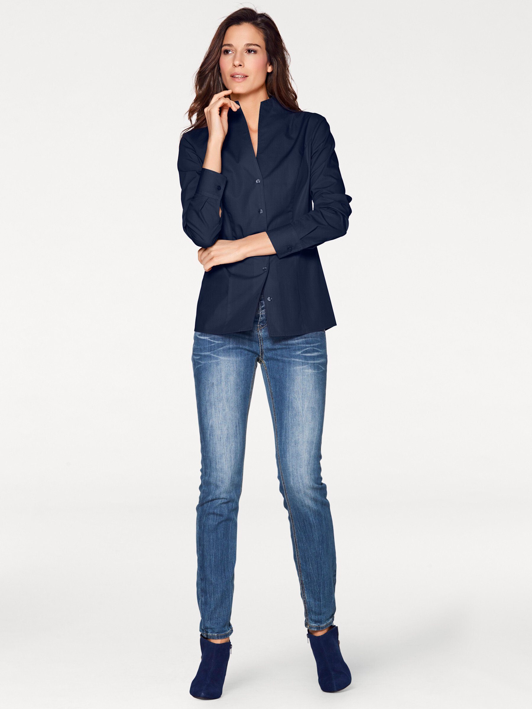 Klassische Bluse Stehkragen-Bluse