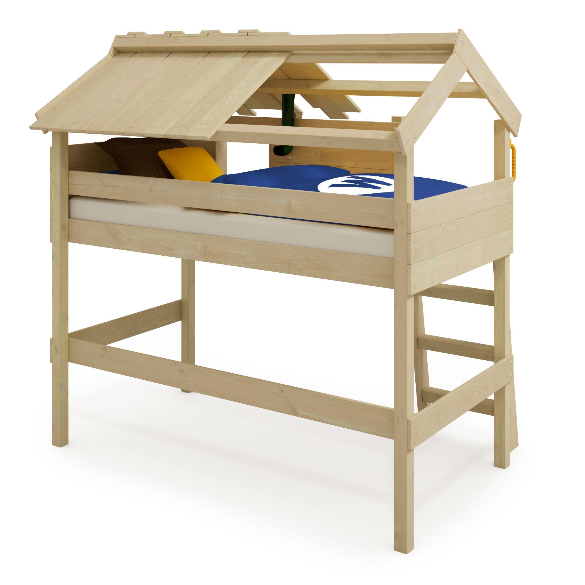 Wickey Kinderbett CrAzY Cove - Spielbett 90 x 200 cm, Etagenbett (Holzpaket aus Pfosten und Brettern, Spielbett für Kinder), Massivholzbett