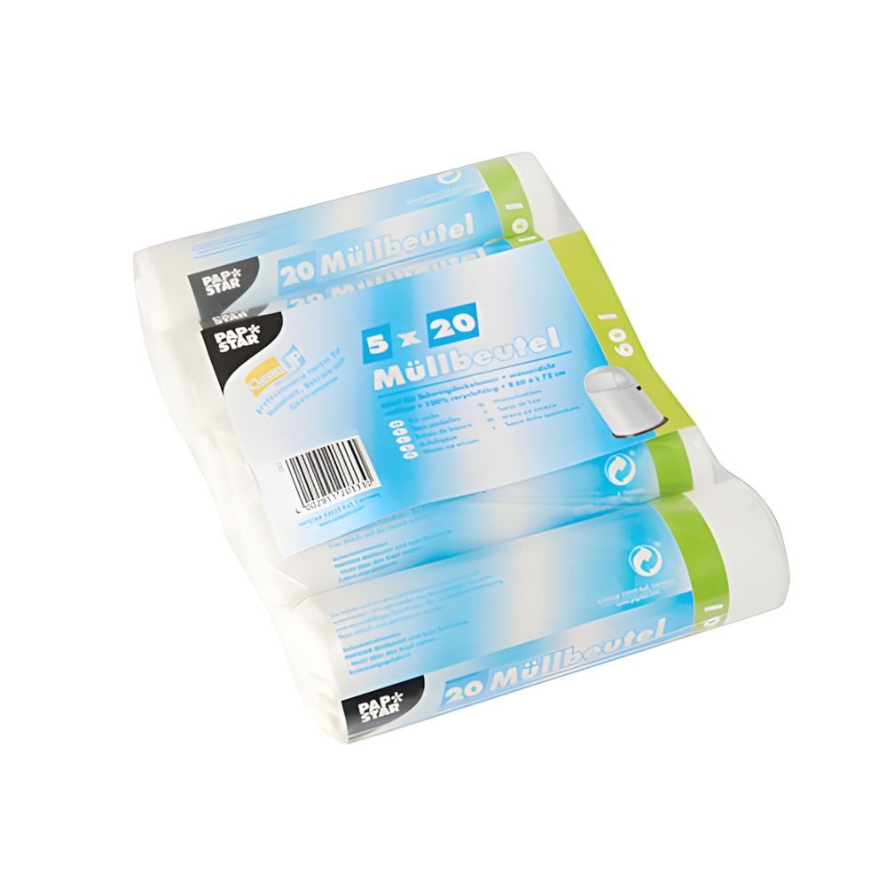 PAPSTAR Müllbeutel Müllbeutel, HDPE 60 l 72 cm x 60 cm weiss 10 my 100 Stk