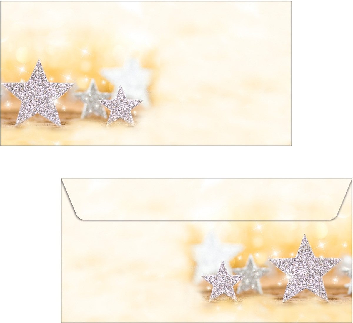 Sigel Designpapier Briefumschläge Weihnachten Glitter Stars DINlang 90g/qm VE=50 Stück
