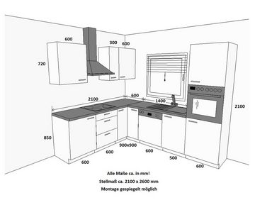 Küchen-Preisbombe Winkelküche Lara 210x260 Küche Küchenzeile Einbauküche Eckküche Weiss hochglanz