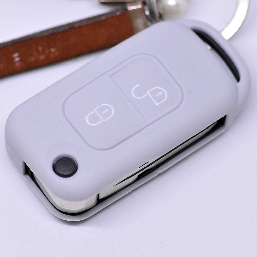 Klappschlüssel Softcase Schutzhülle Mercedes Grau, R170 2 A-Klasse W168 SLK Silikon Schlüsseltasche Tasten Autoschlüssel mt-key Benz für