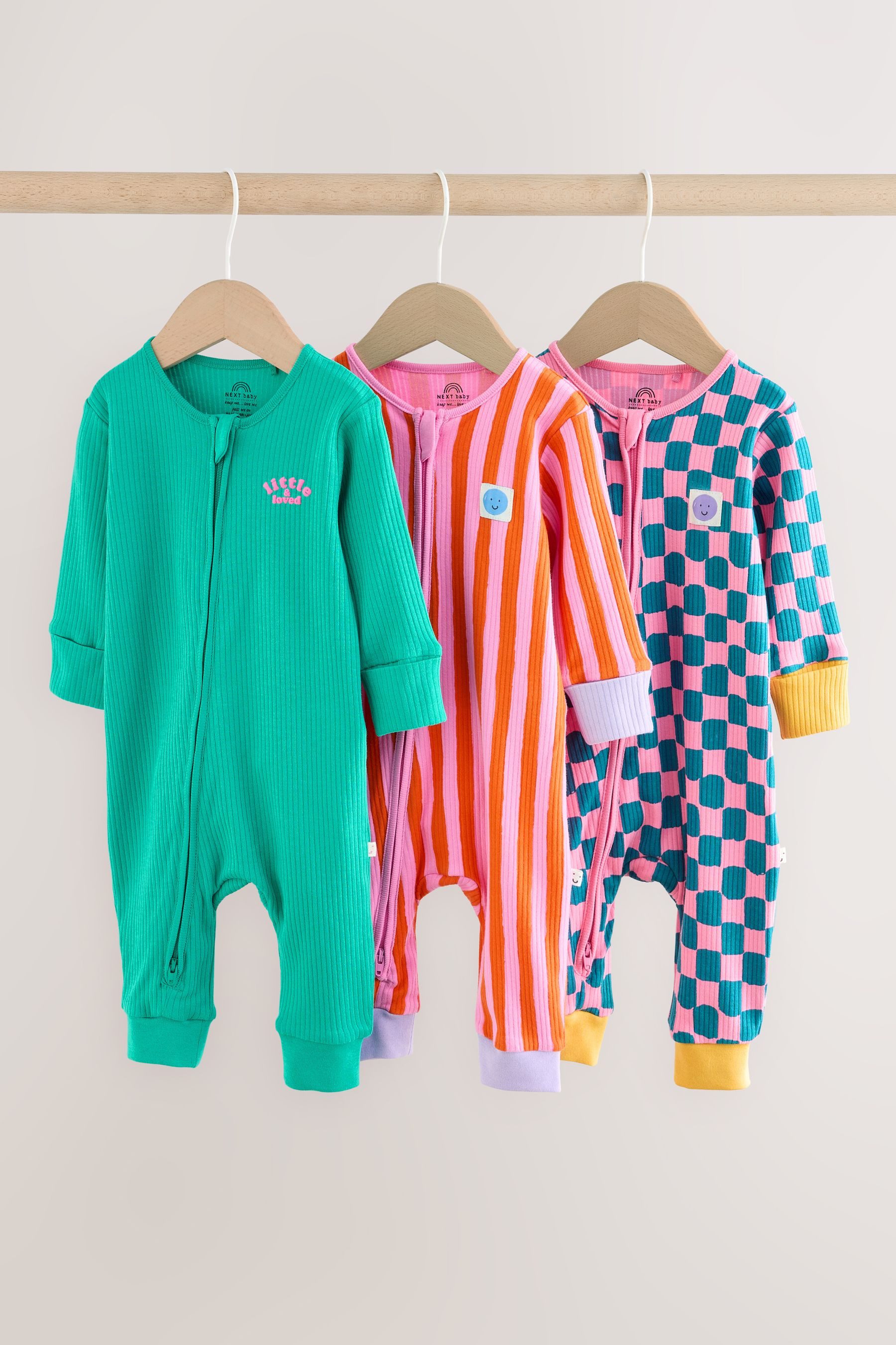 Next Schlafoverall Babyschlafanzüge mit Zweiwege-RV, 3er-Pack (3-tlg)